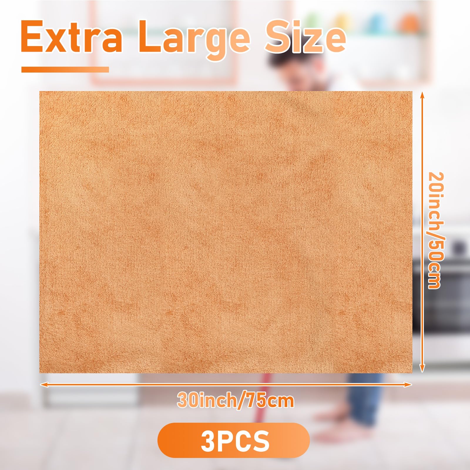 3 Pcs Extra Large Microfiber Cleaning Cloth 30" x 20" Washable Reusable Microfiber Towel Streak Free Lint Free Cloth for Cleaning Home Glass Office Window Bathrooms (3 Count)