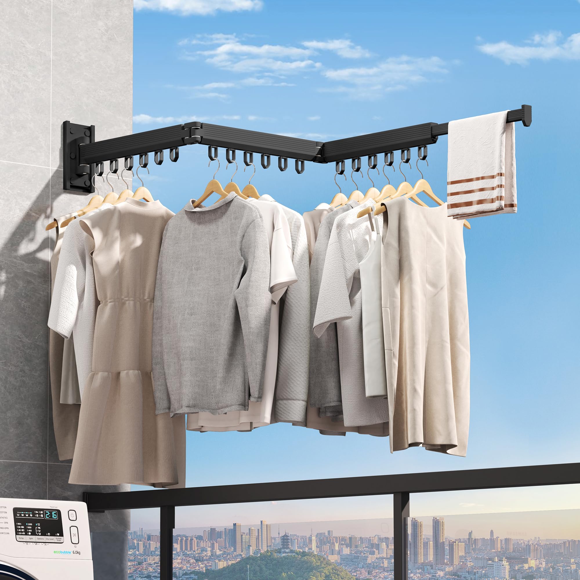 Wall Mounted Foldable Clothes Drying Rack