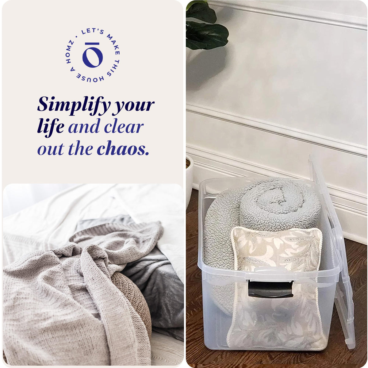 Clear Plastic Storage Bins w (2 Count)