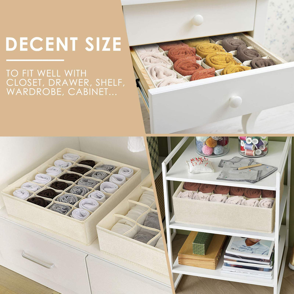 3 Pack Sock Underwear Drawer Organizer Dividers (3 Count)