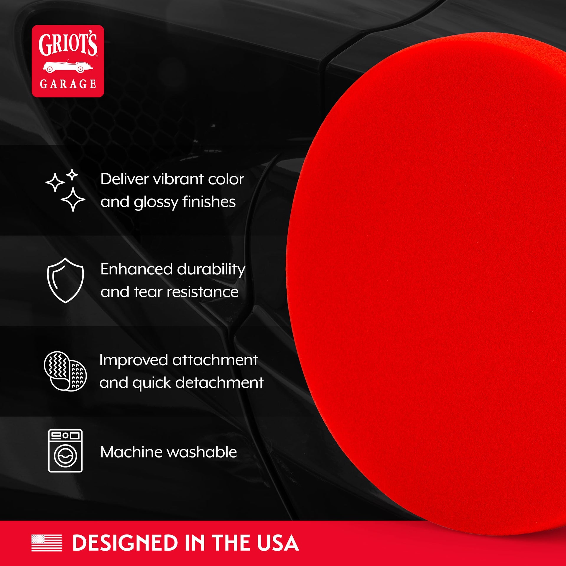 6.5” Red Foam Waxing Pads for Car Detailing (2 Count)