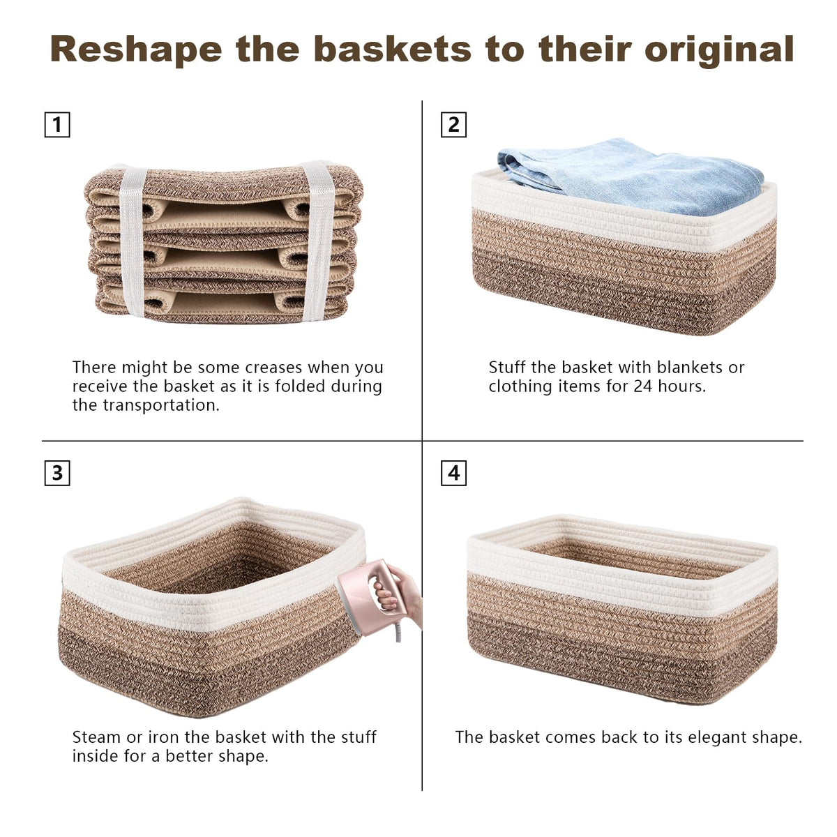 3 Pack Small Storage Baskets for Organizing (3 Count)