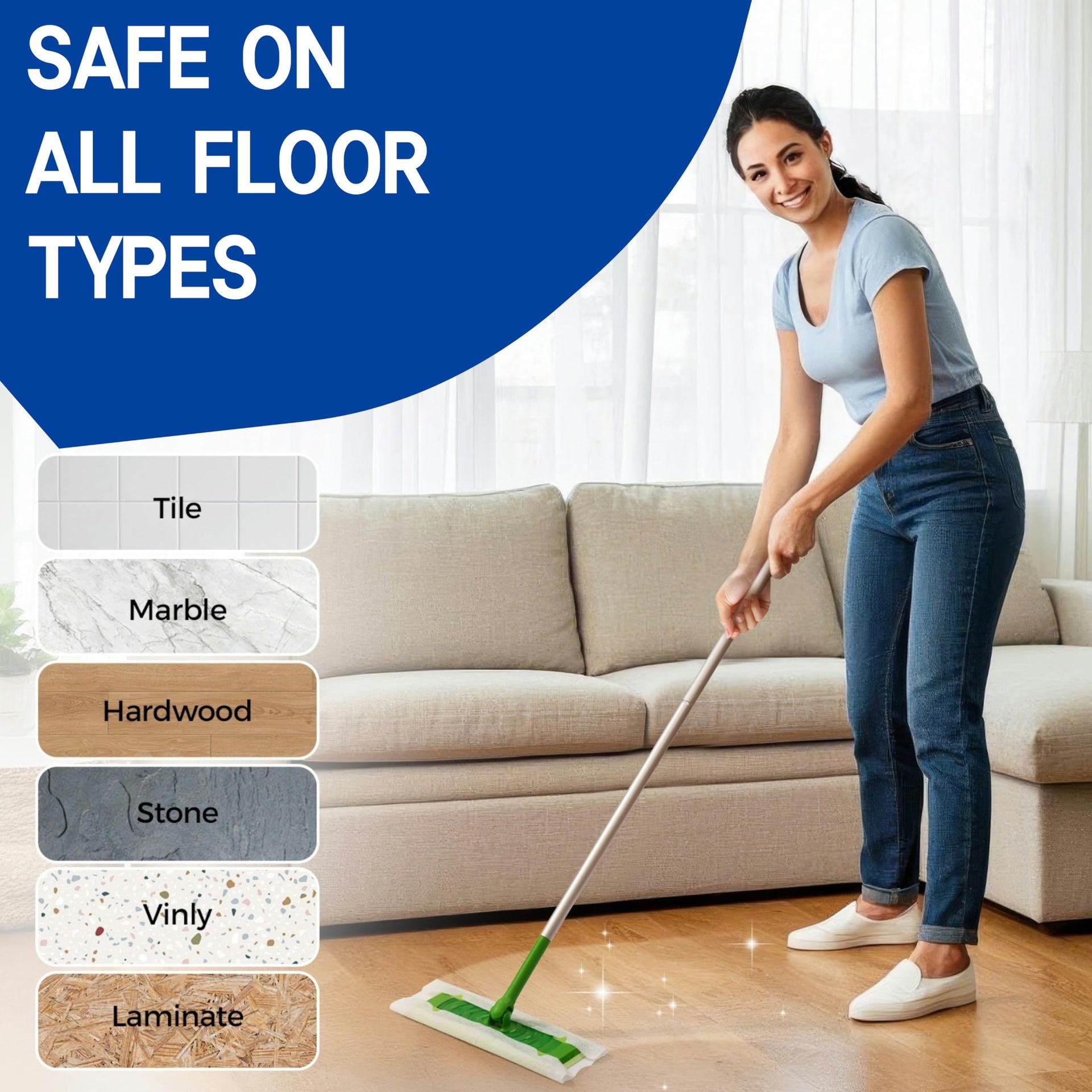 Dry Sweeping Cloths Disposable Mop Refills Floor Dust Mop Pad (80 Count)