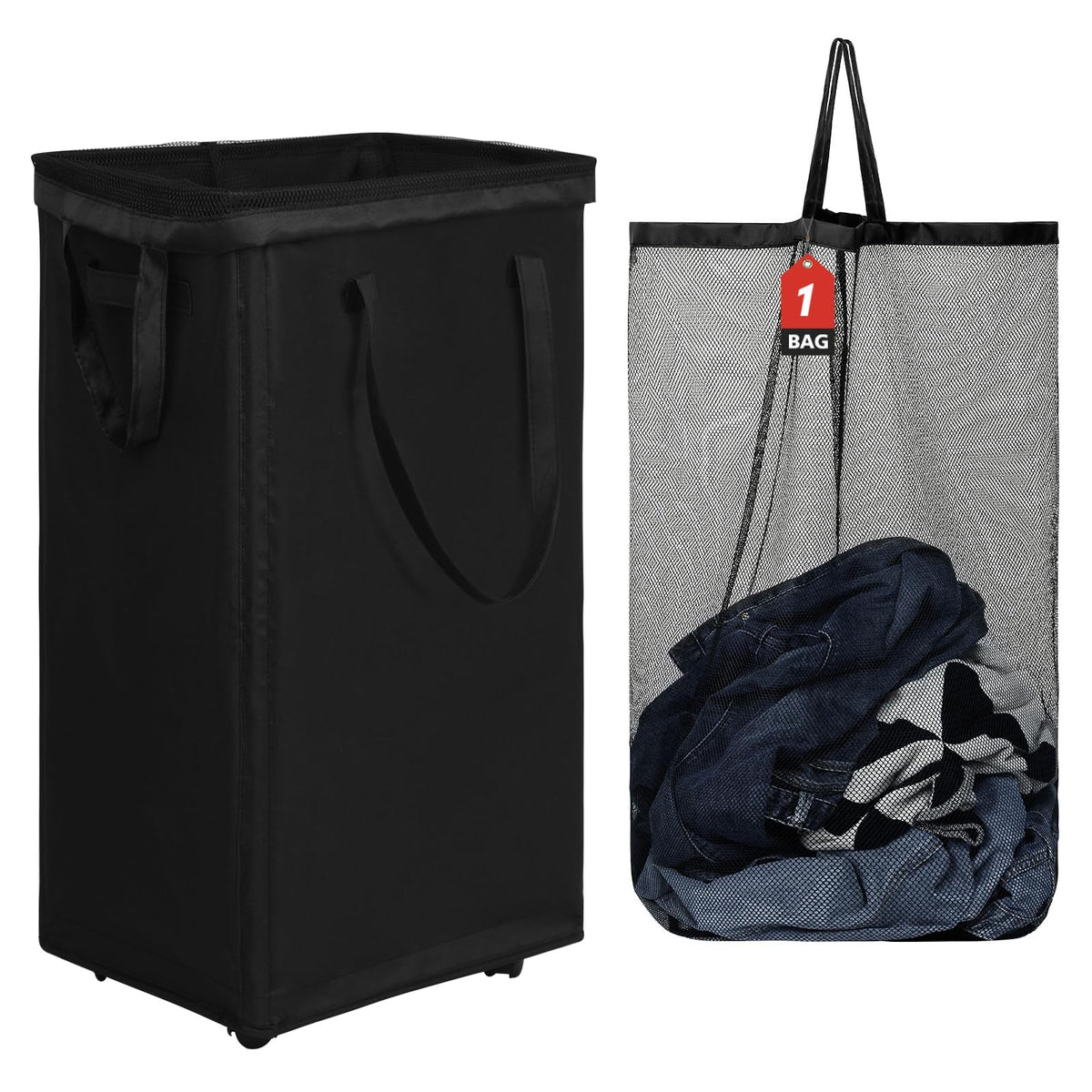 90L X Large Rolling Laundry Basket Hamper on Wheels