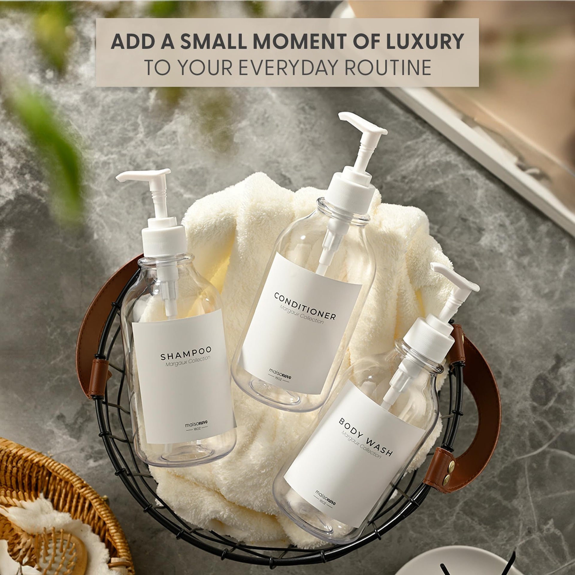 Refillable Shampoo and Conditioner Bottles (3 Count)
