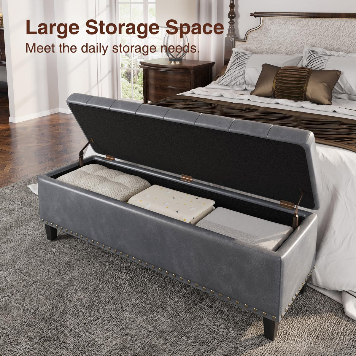 51 Inch Storage Ottoman Bench