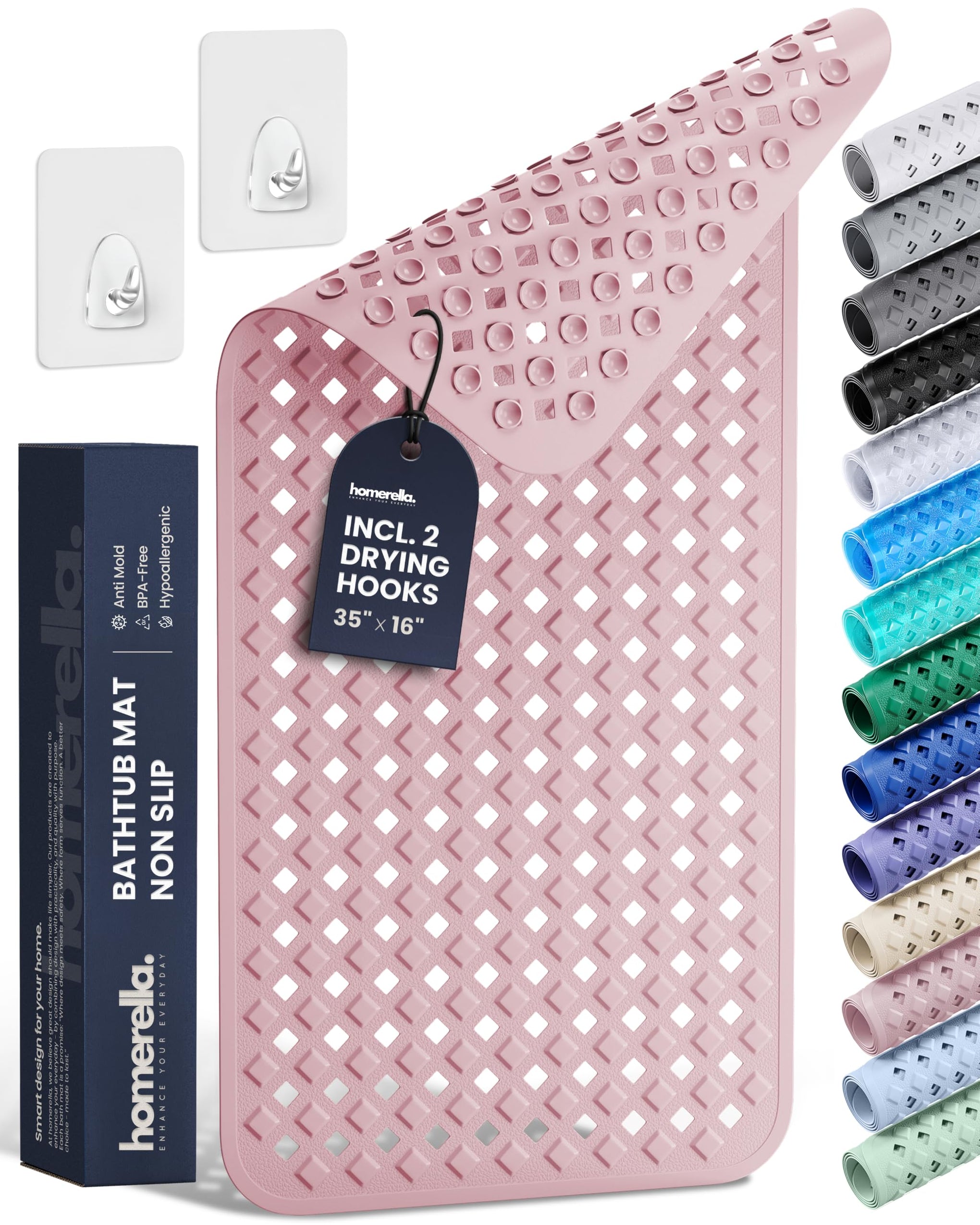 Bathtub Mat Non Slip 35x16 Shower Mat Non Slip Anti Mold BPA Free