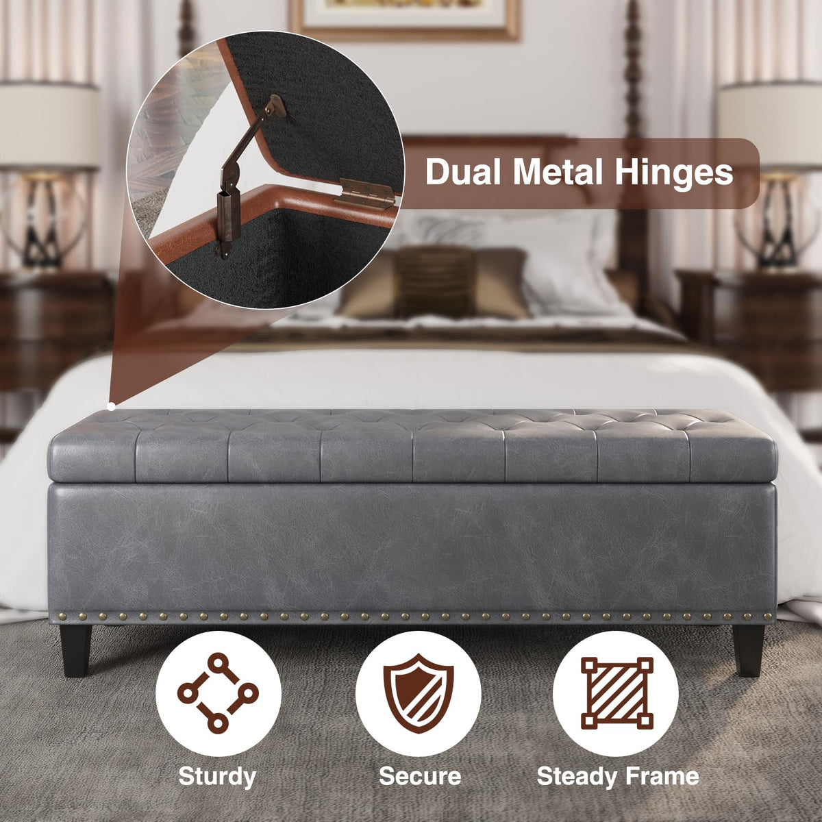 51 Inch Storage Ottoman Bench