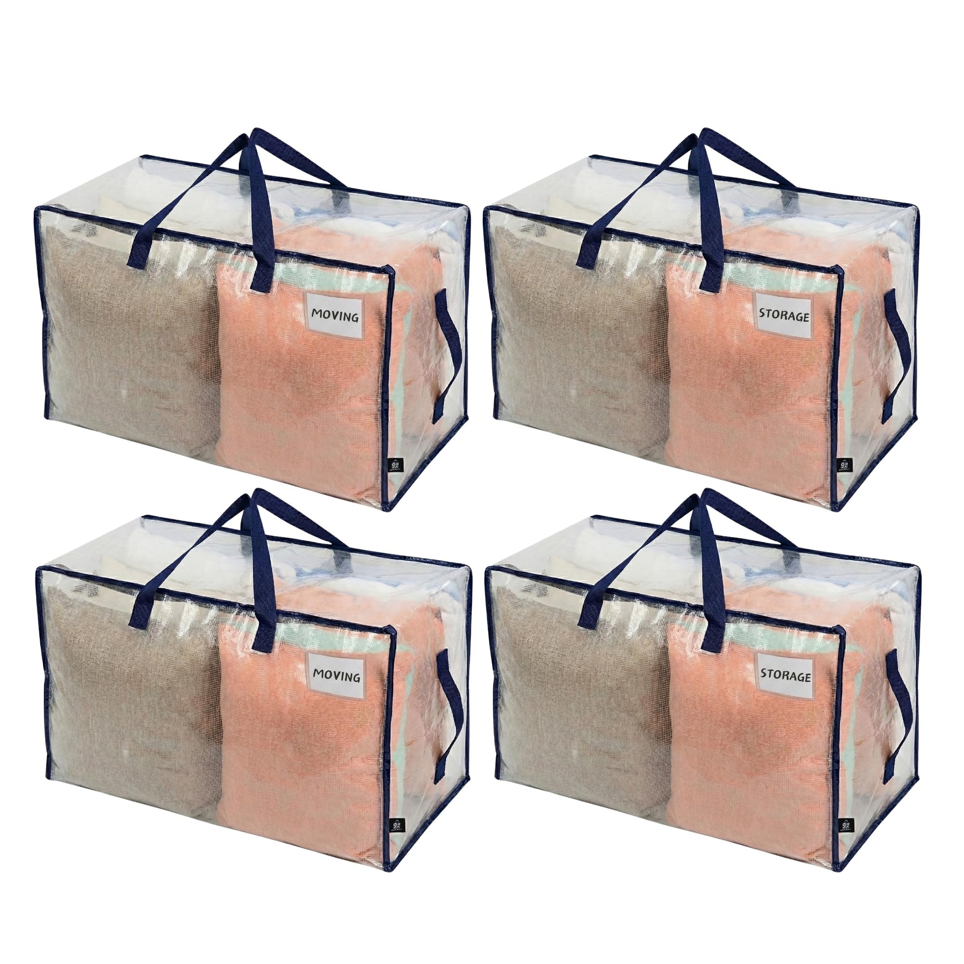 4 Pack Clear Extra Large Moving Bags & Storage Totes (4 Count)