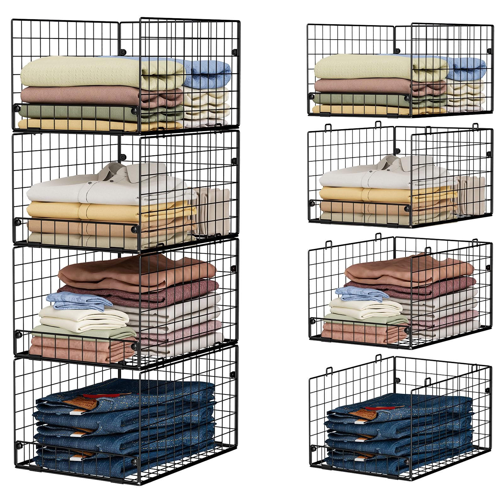 4 Tier Stackable Closet Organizers and Storage Shelves