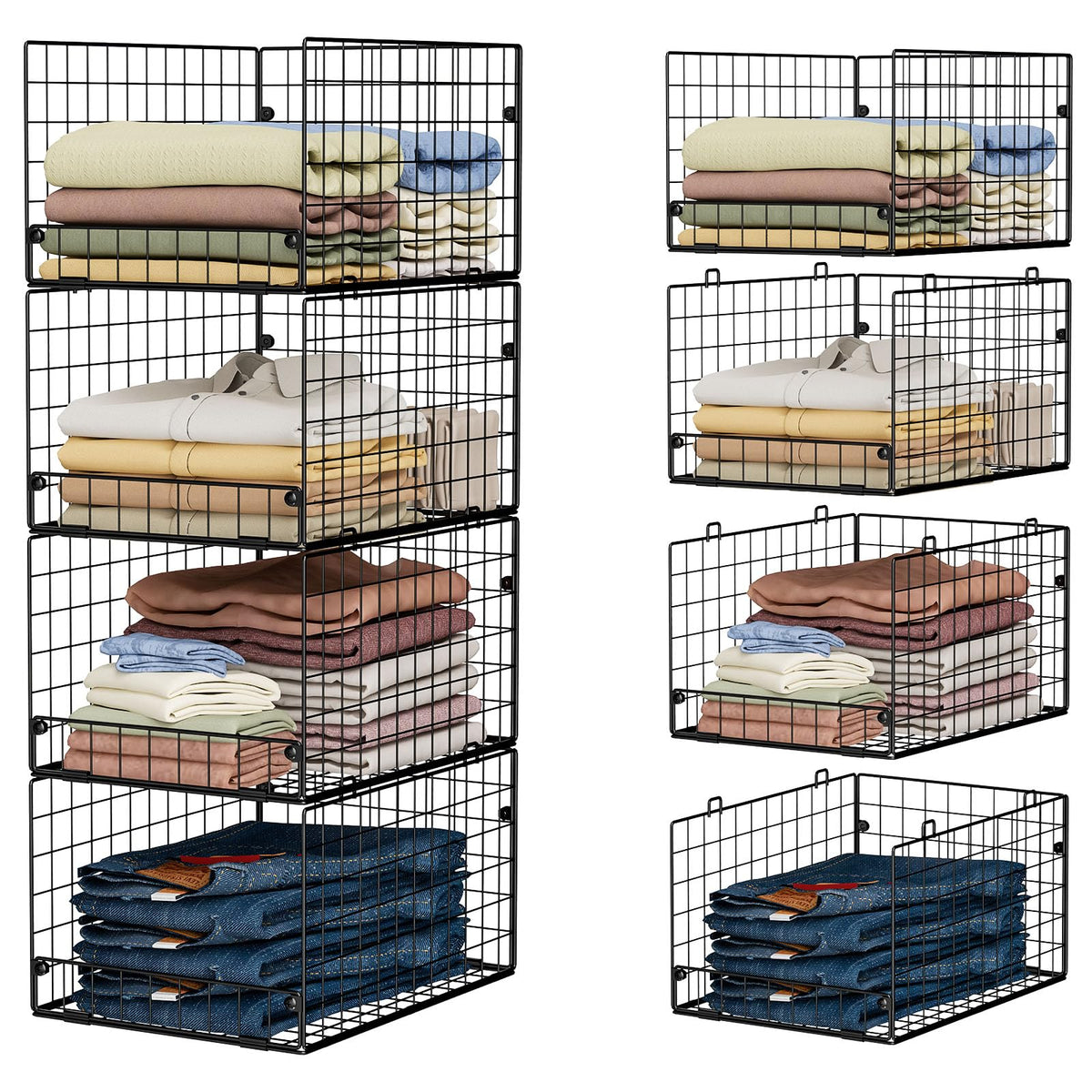 4 Tier Stackable Closet Organizers and Storage Shelves