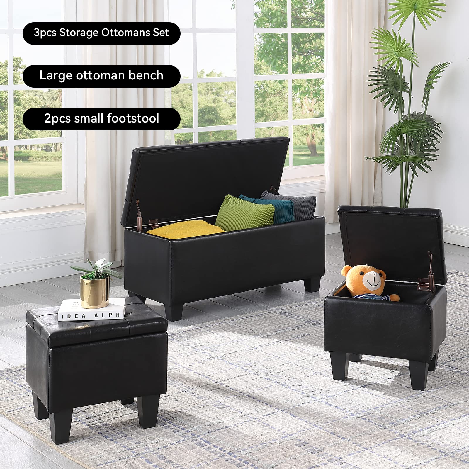 Storage Ottoman Set of 3 (3 Count)