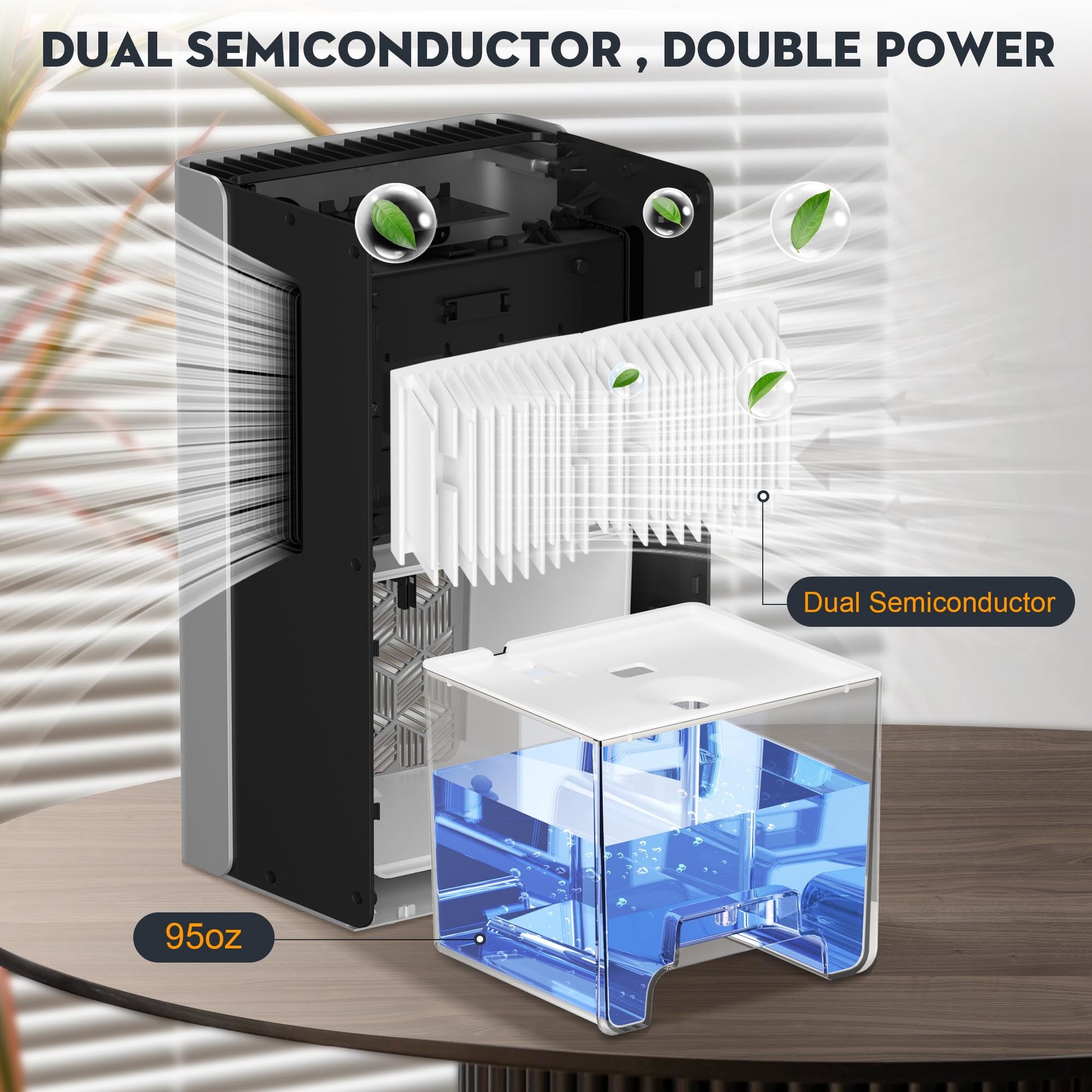 Dehumidifier 1000 Sq Ft 95 oz Tank with Sleep Mode
