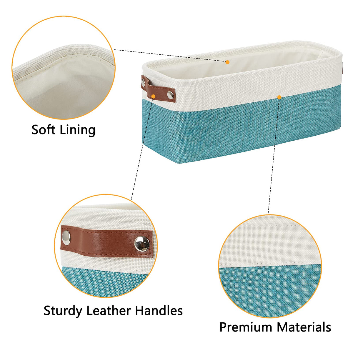 Small Bathroom Closet Storage Baskets Canvas Fabric Storage Bins for Toilet 2 Pack Collapsible Home Organizer With Handles (2 Count)