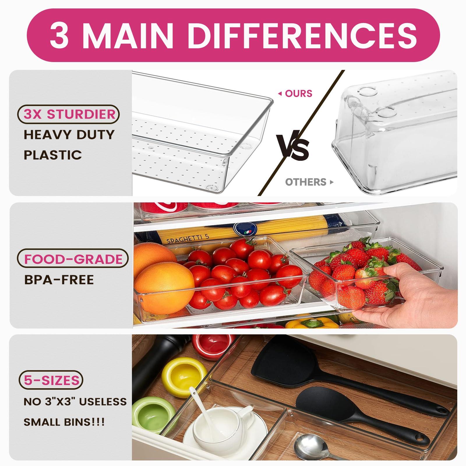 Large Drawer Organizer Bins 26 Pack (26 Count)