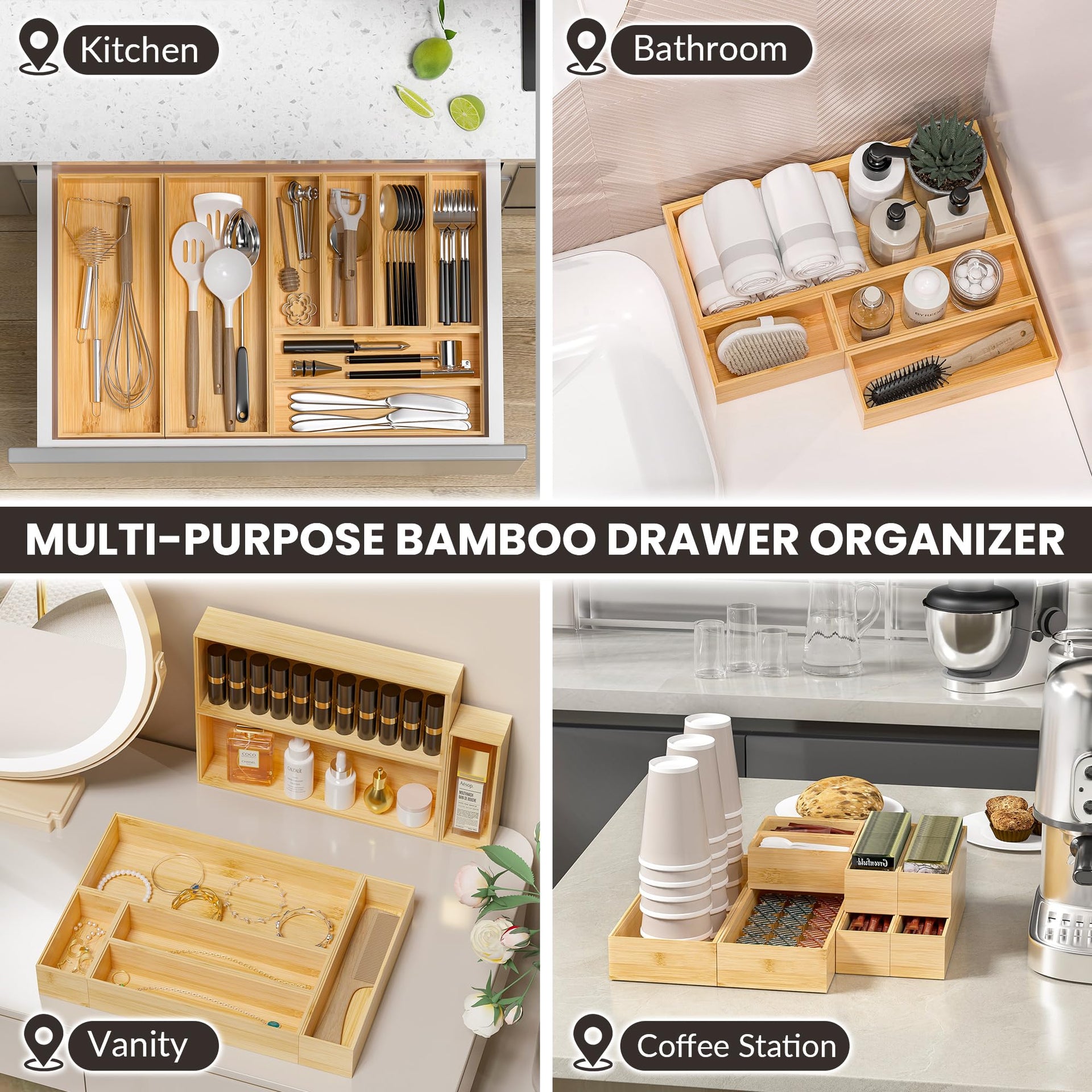 Kitchen Drawer Organizer Bins (2 Count)