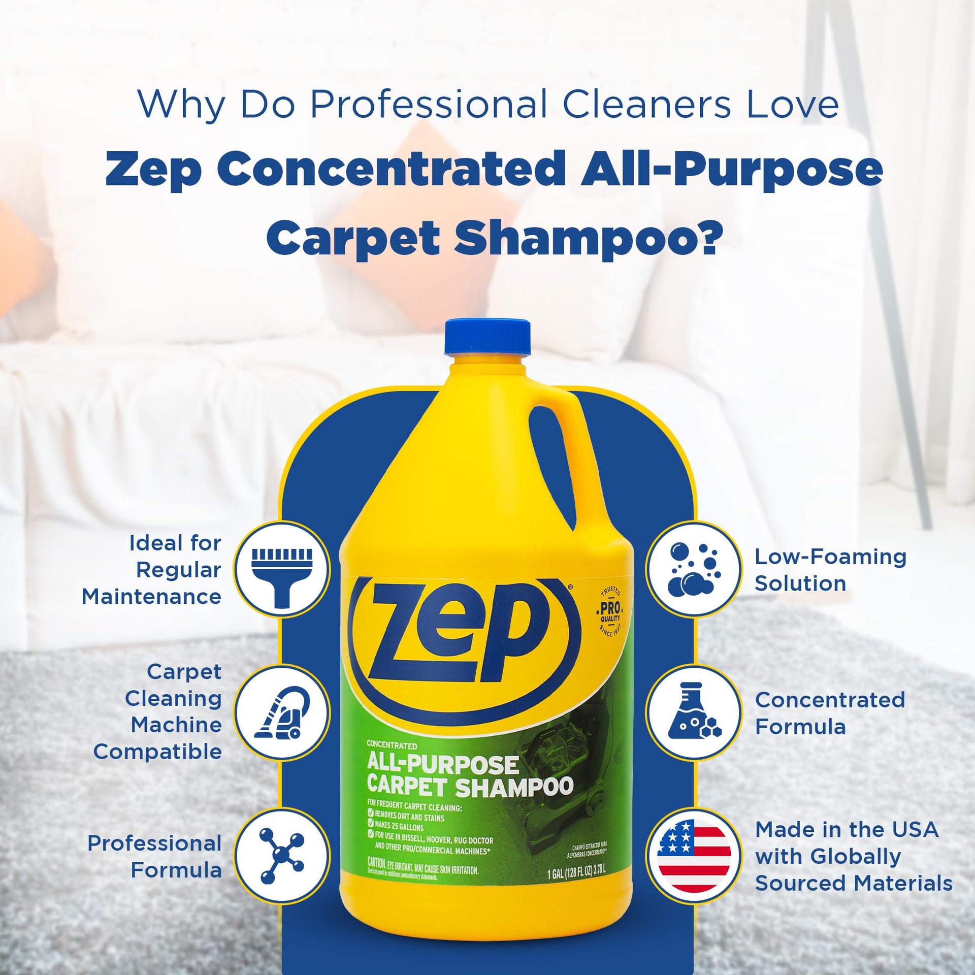 All Purpose Carpet Shampoo Concentrate 128 ounce ZUCEC128 (512 Fl Oz) - ModHome Supplies