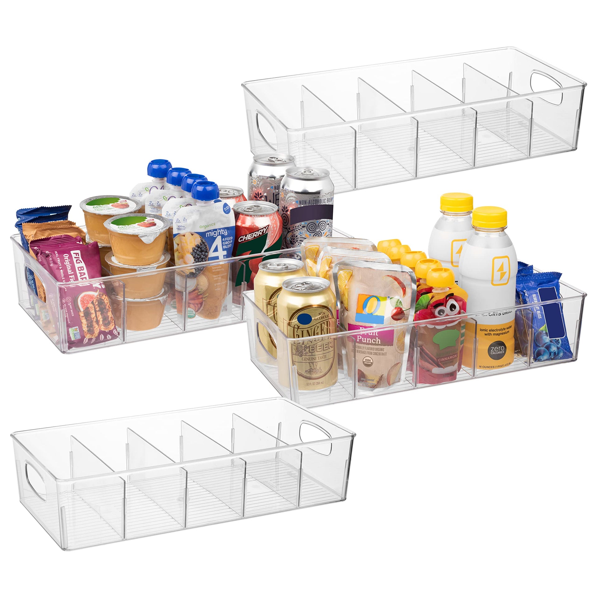 Pantry Storage Bins with Removable Dividers (4 Count)