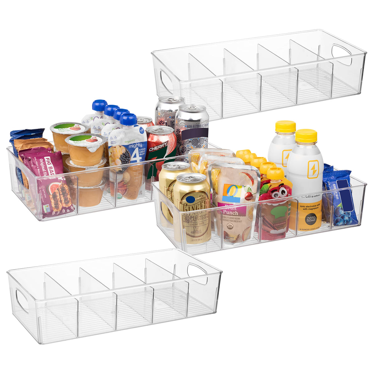 Pantry Storage Bins with Removable Dividers (4 Count)