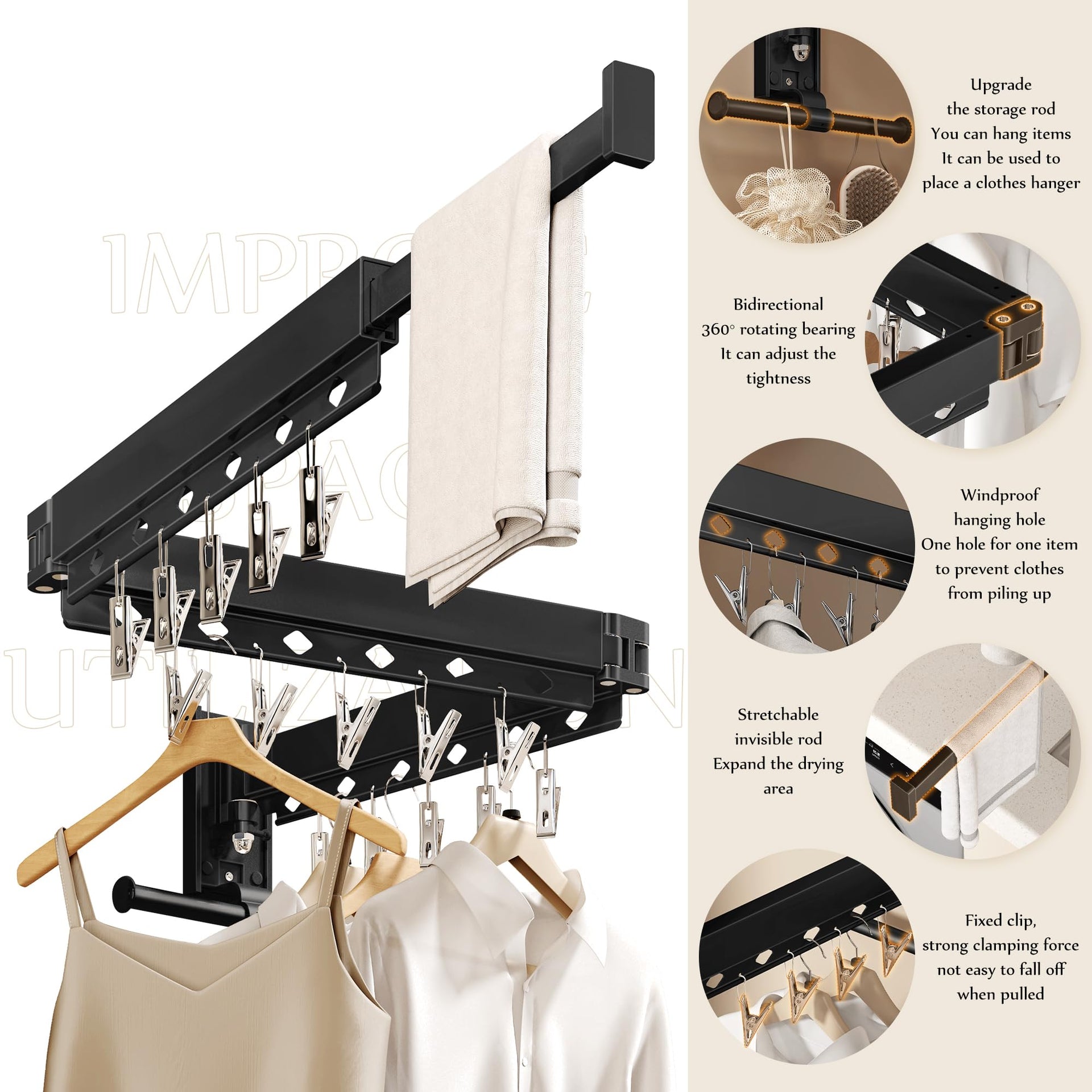 Wall Mounted Collapsible Clothes Drying Rack