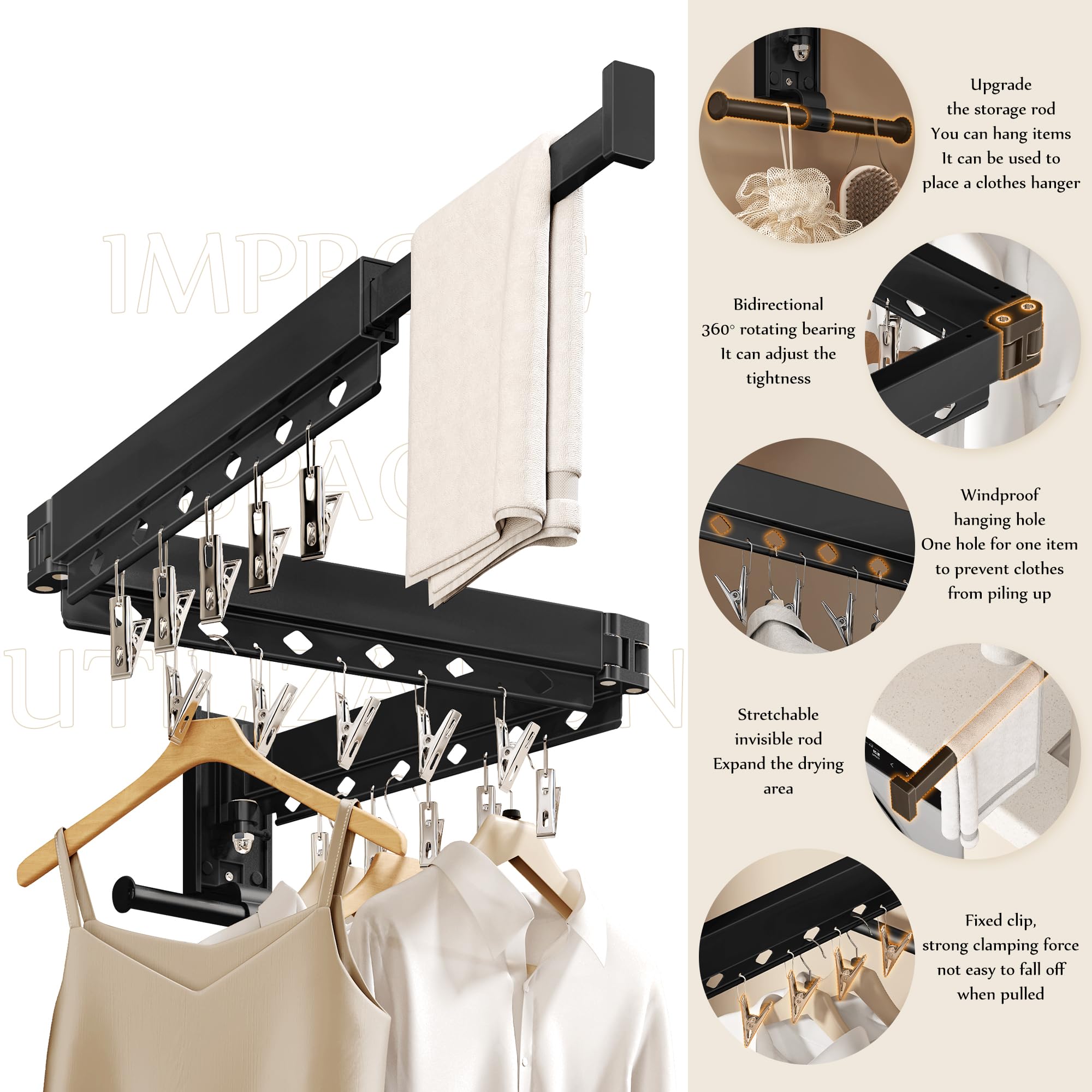 Wall Mounted Collapsible Clothes Drying Rack