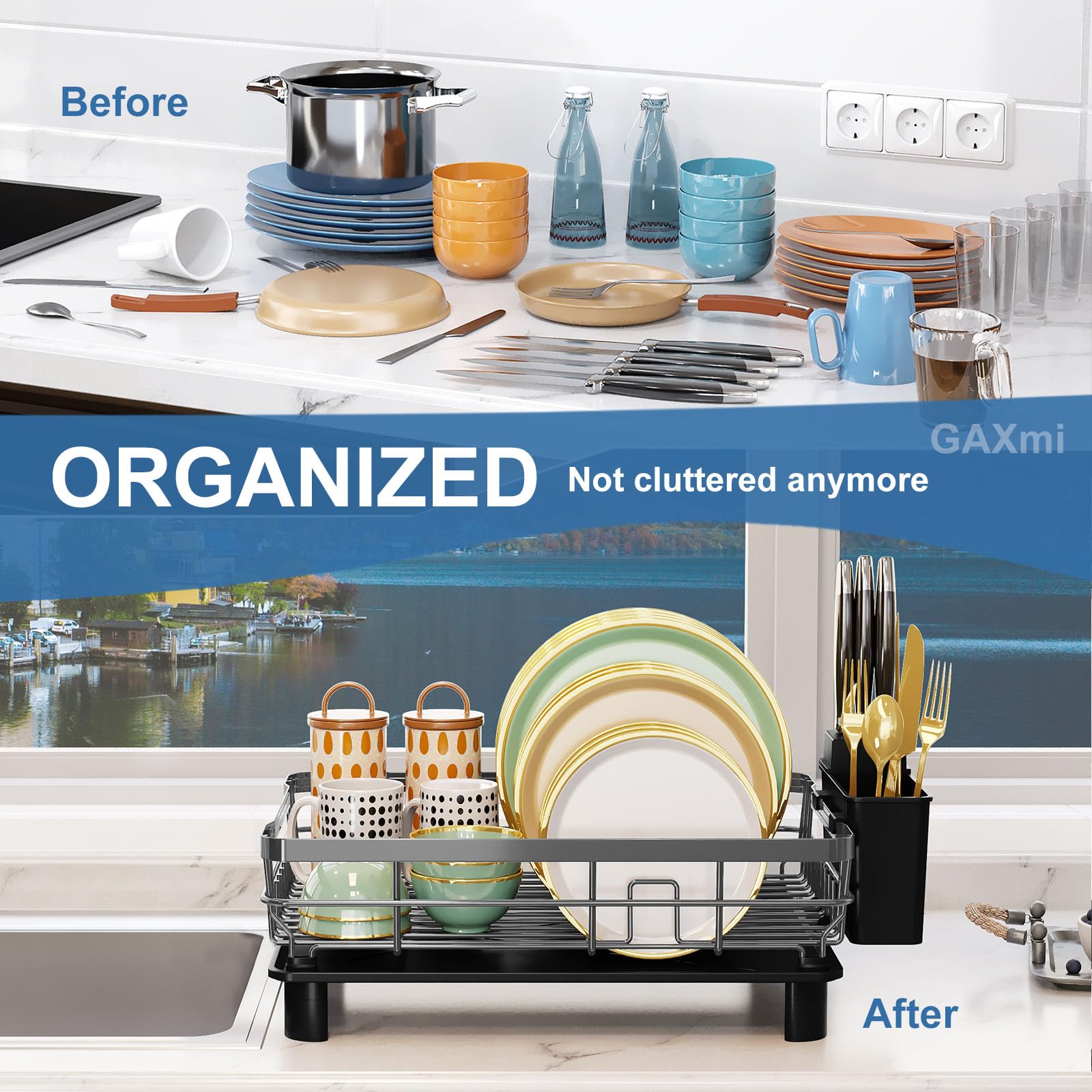 Dish Drying Rack with Drainboard for Kitchen Countertop 1