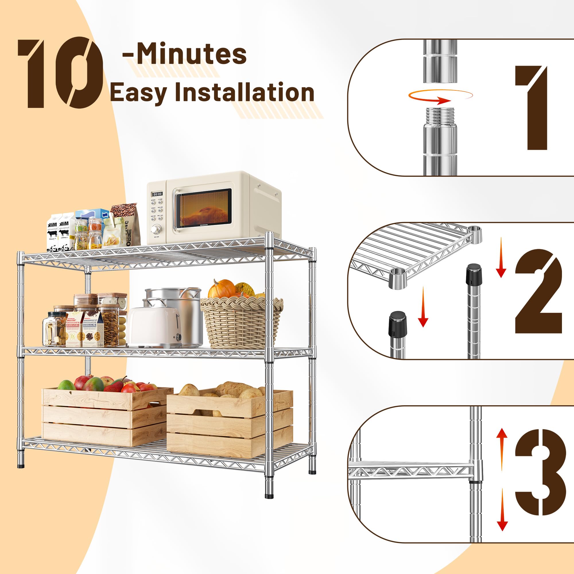 Heavy Duty 3 Tier Metal Shelving Unit