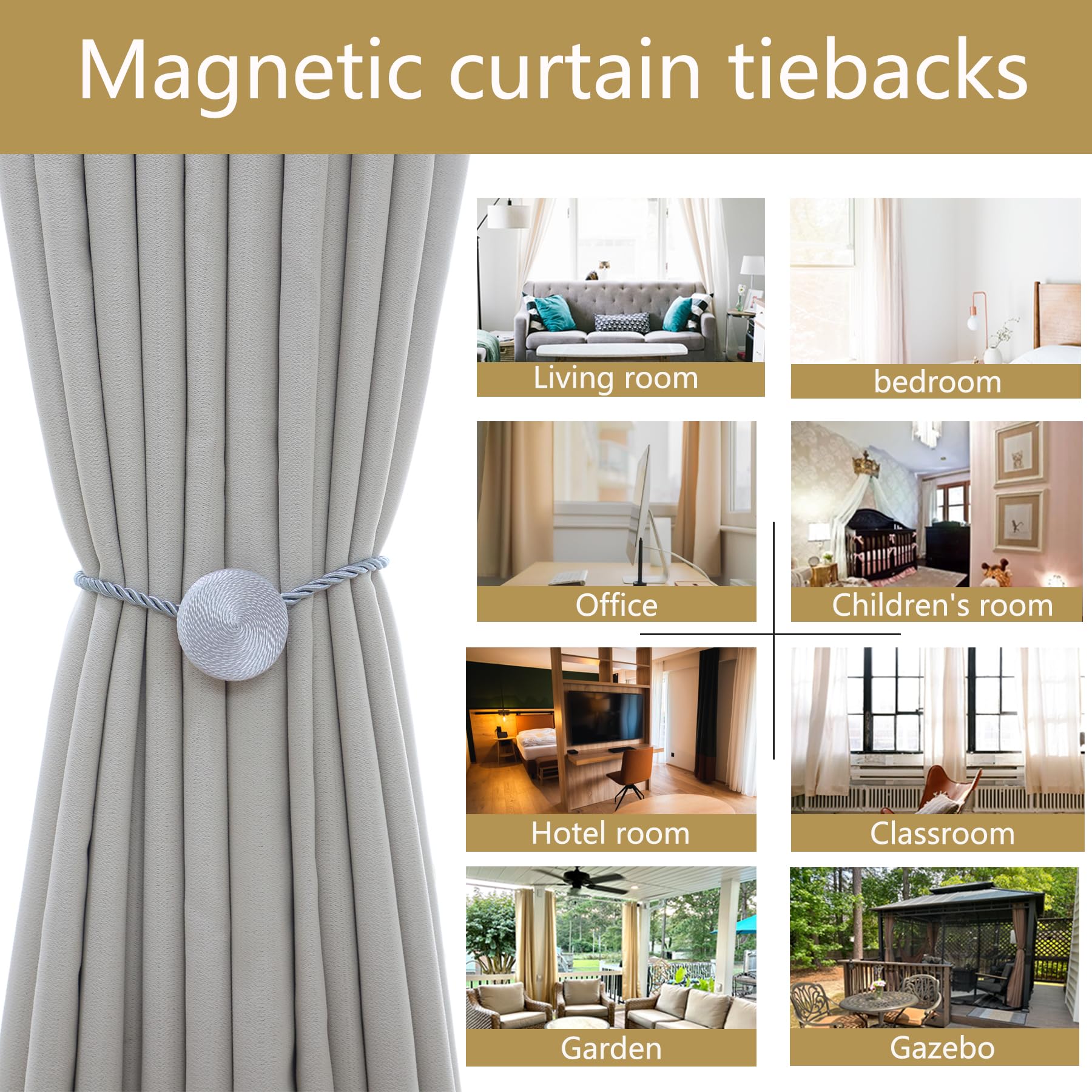 Magnetic Curtain Tiebacks (2 Count)