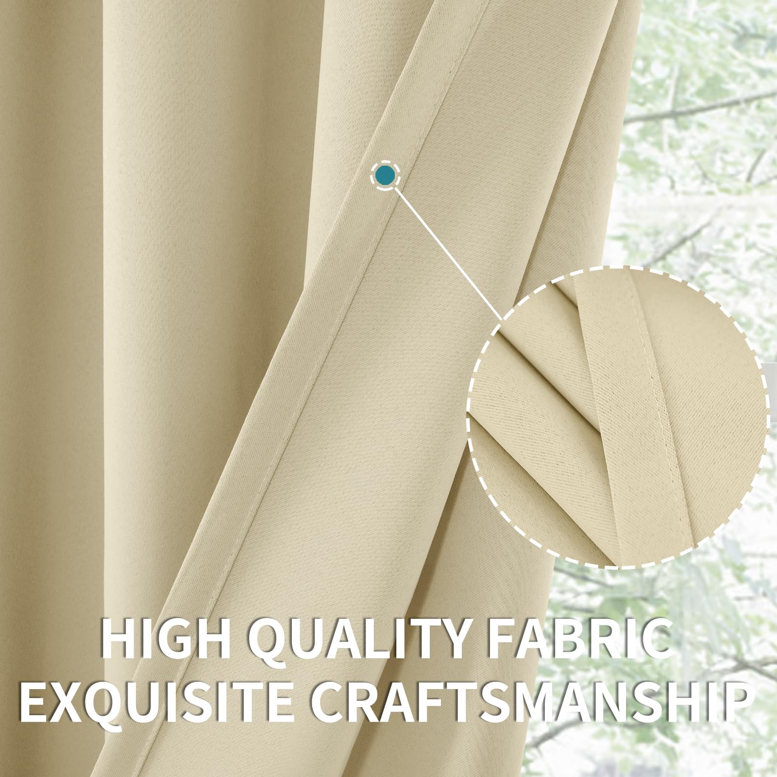 Beige Blackout Curtains 40 Inches Long for Kitchen Window (2 Count)