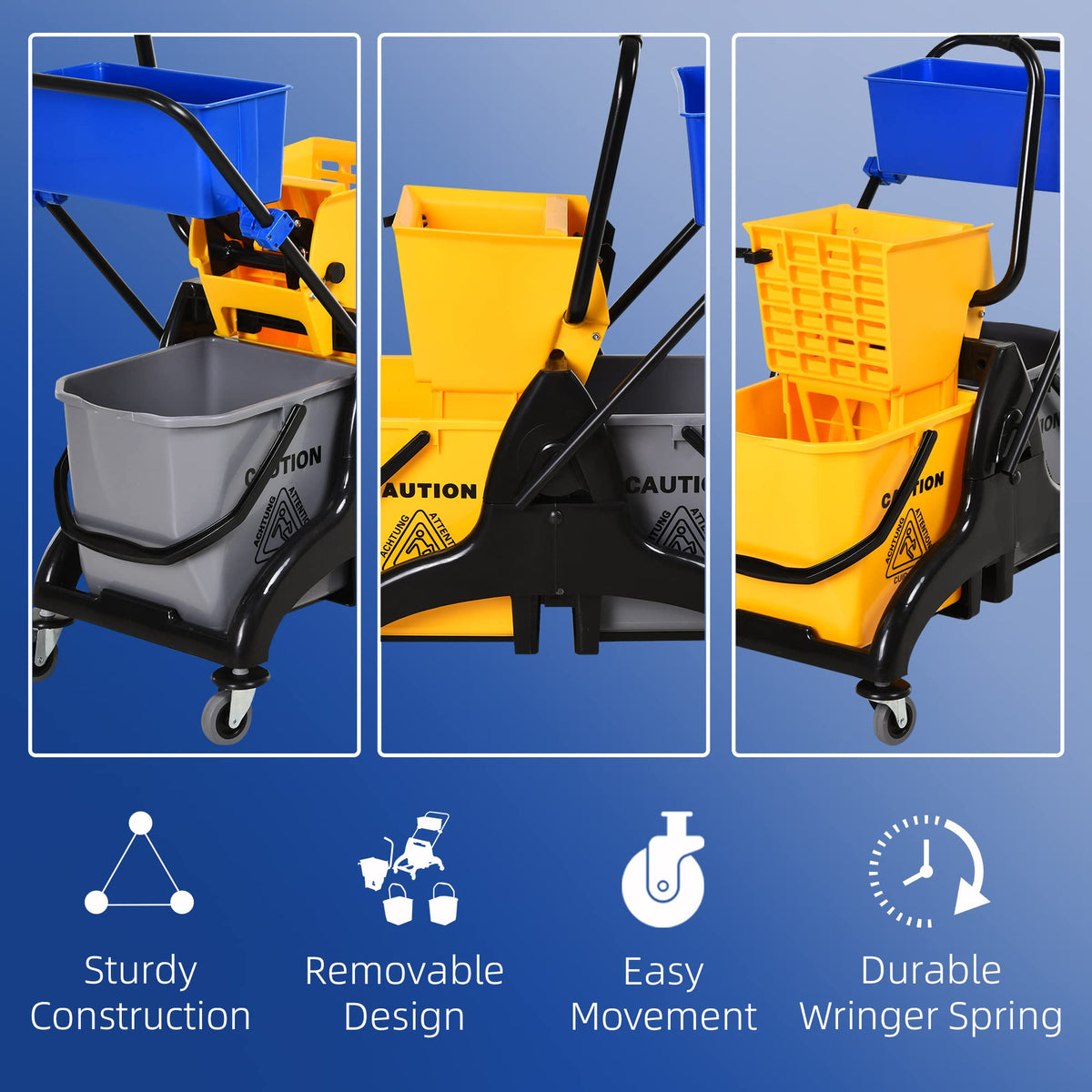 Mop Water Bucket Wringer Cart