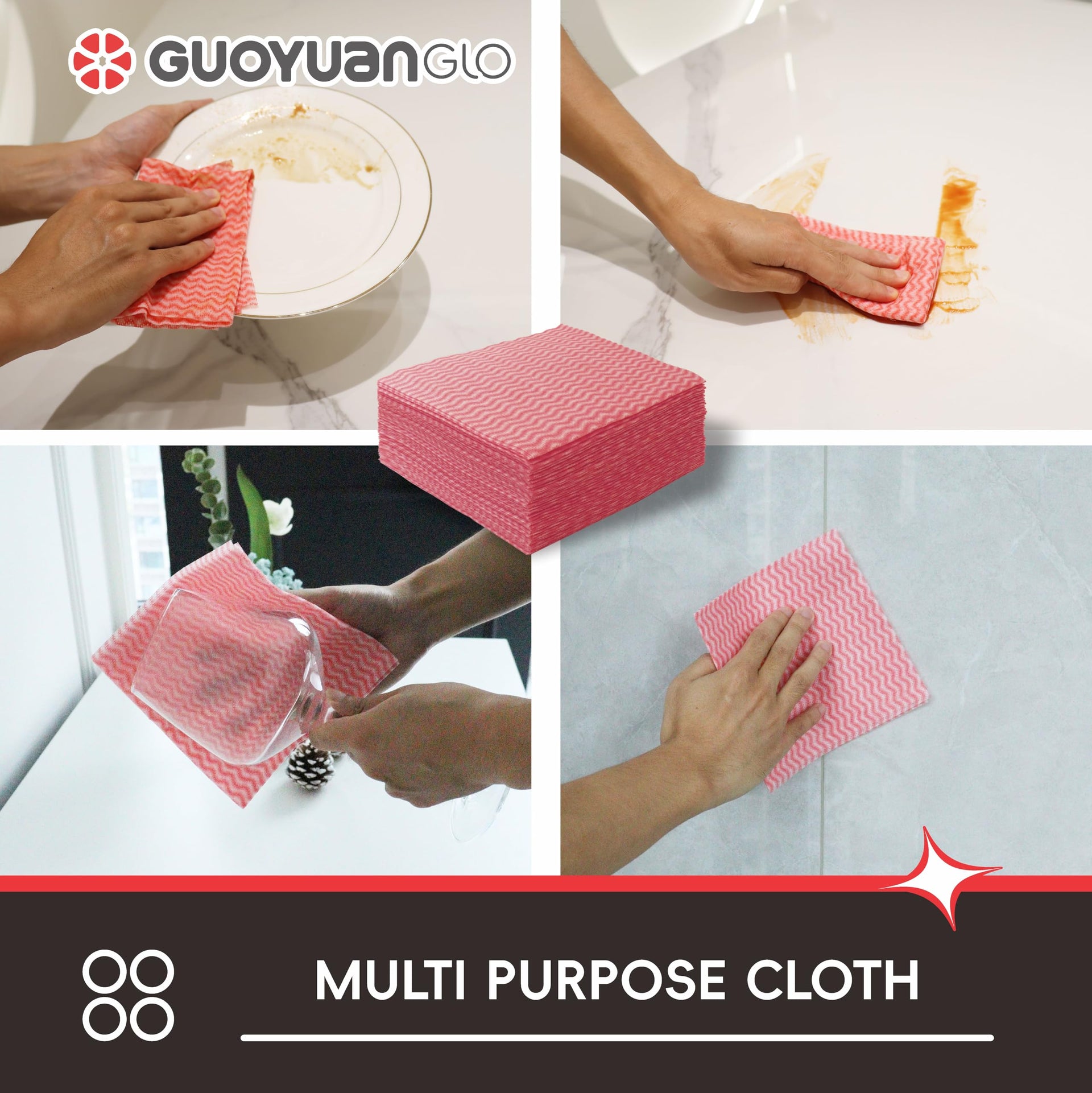 Disposable Cleaning Cloths Reusable Dsih Cloths for Kitchen Disposable Dish Rag Dry Fast 11.8x11.8 inch Pack of 100 (100 Count)