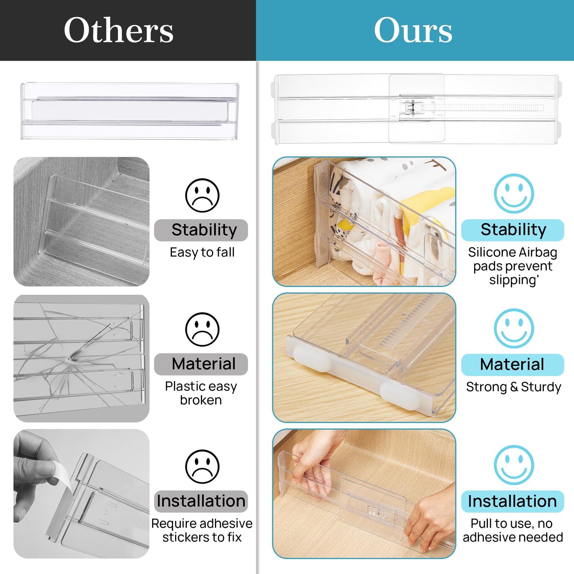4 Pack Drawer Dividers for Clothes (4 Count)
