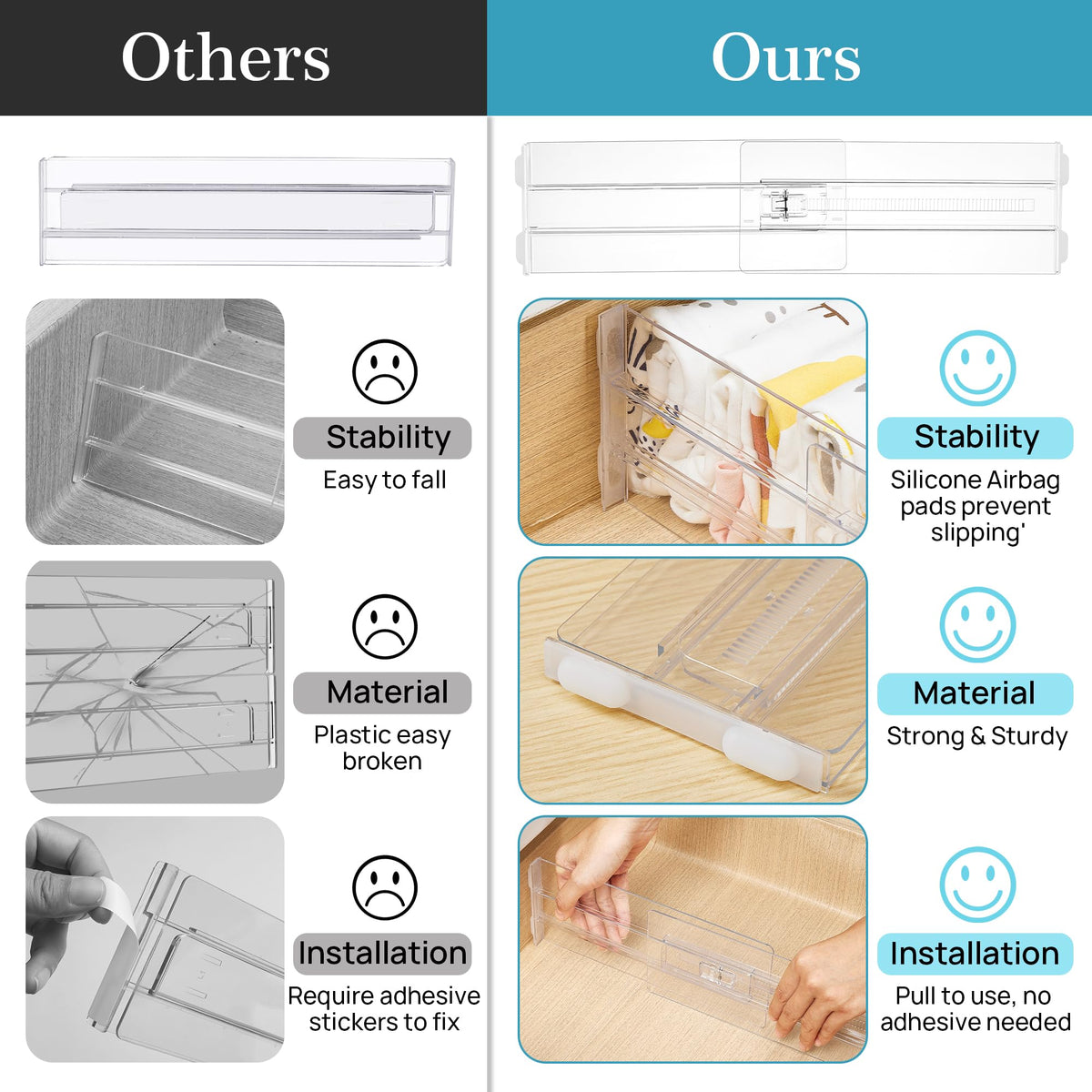 4 Pack Drawer Dividers for Clothes (4 Count)