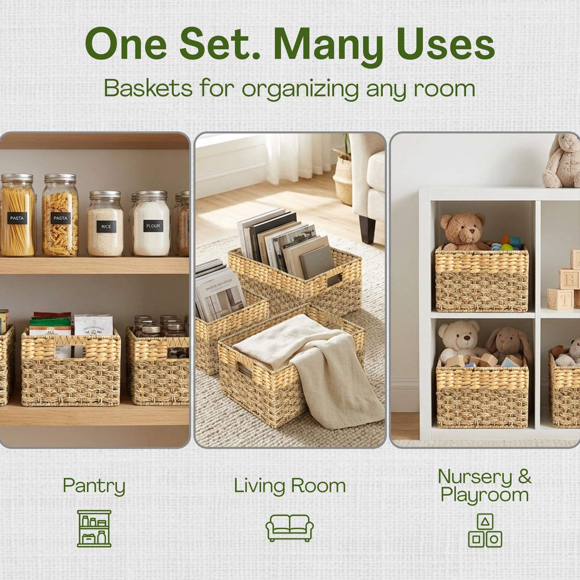 Wicker Storage Basket for Shelves (4 Count)