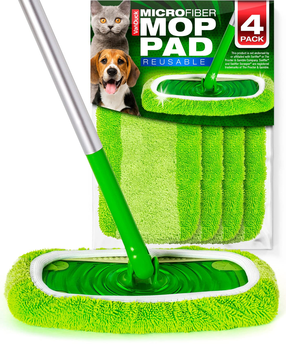 Reusable Microfiber Mop Pads for Swiffer Sweeper (4 Count)