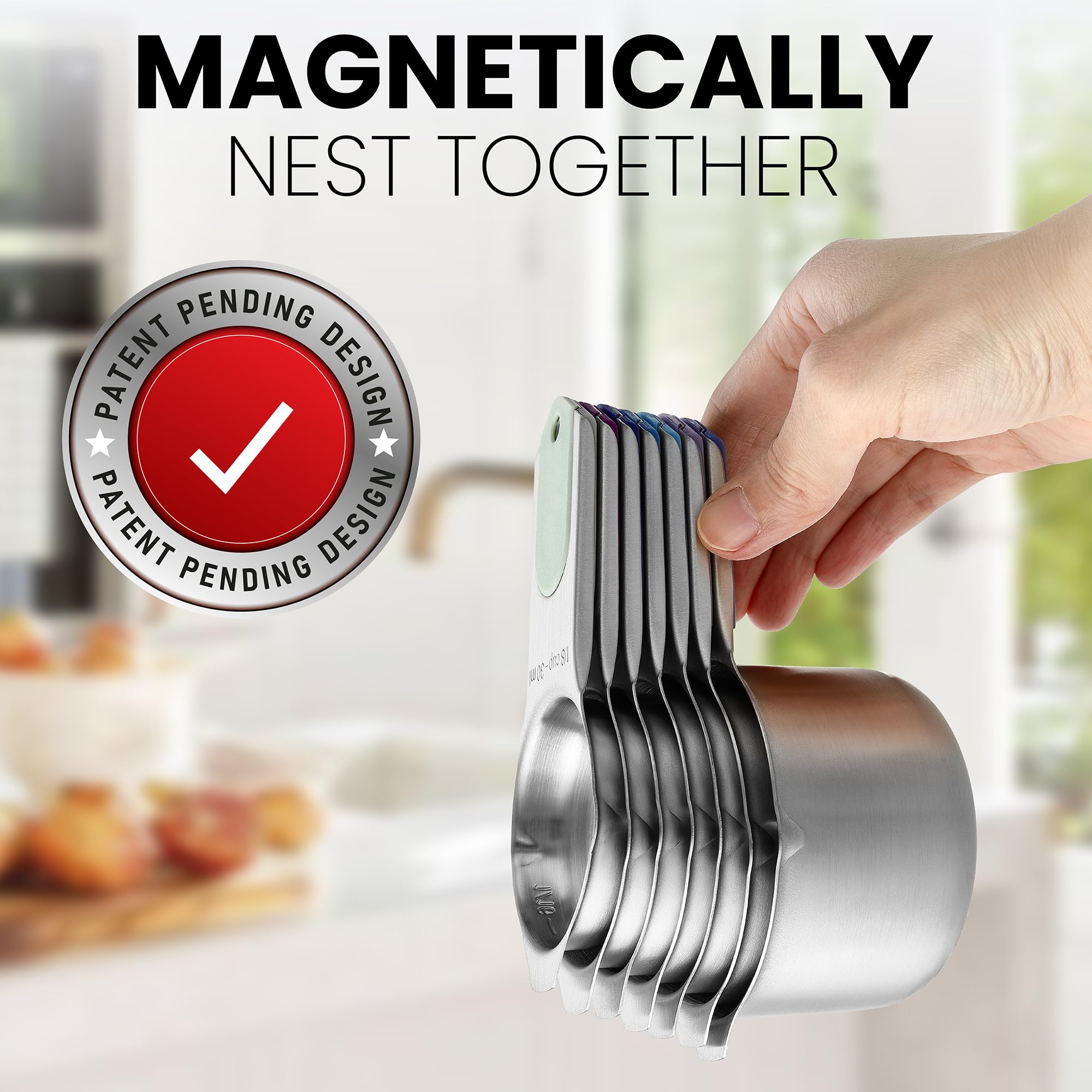Magnetic Stainless Steel Measuring Cups Set of 7 (7 Count)
