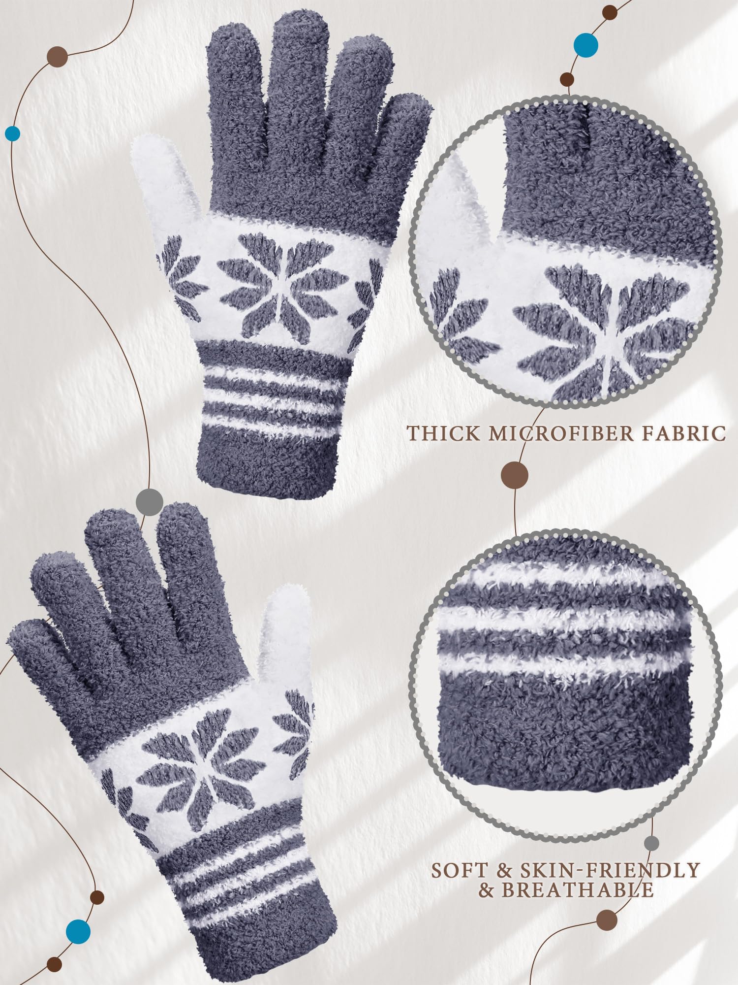 3 Pairs Microfiber Dusting Gloves for Plants Leaf (3 Count)
