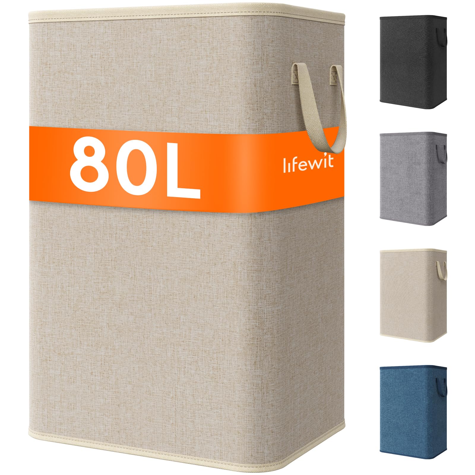80L Large Laundry Basket with Handles