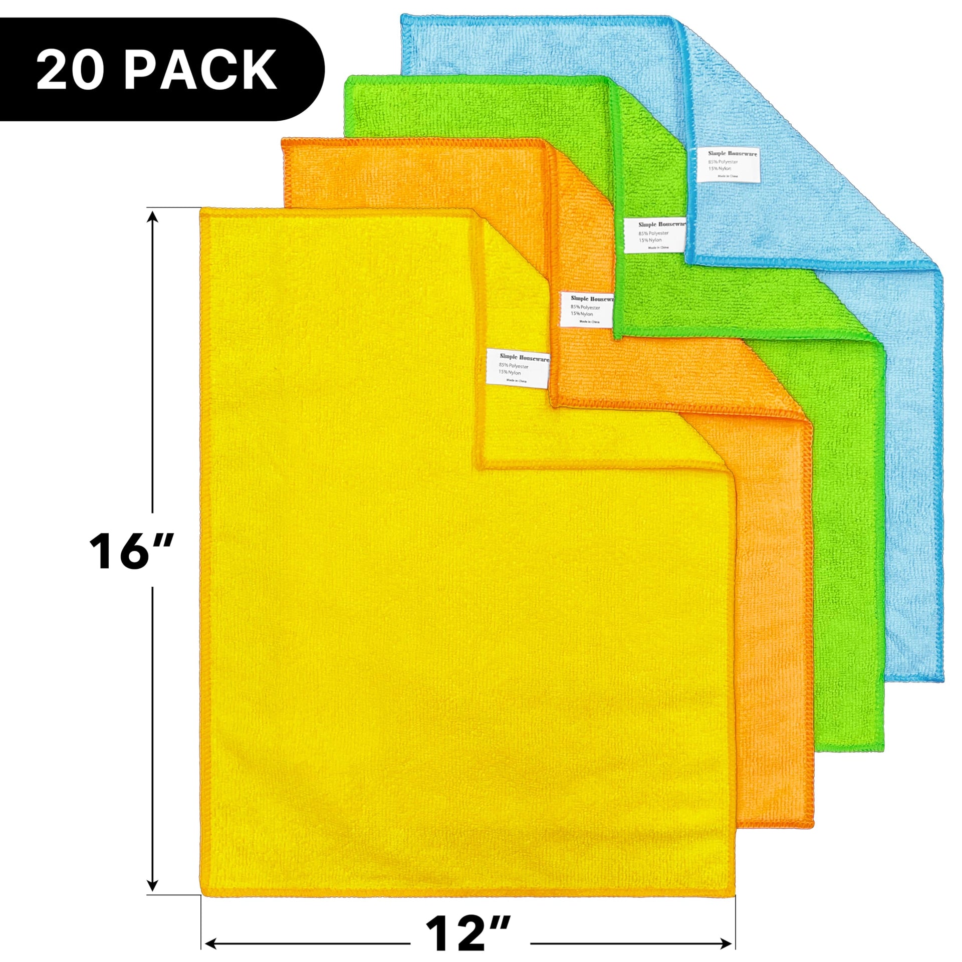 12" x 16" Microfiber Cleaning Cloth 20 Pack (20 Count) - ModHome Supplies