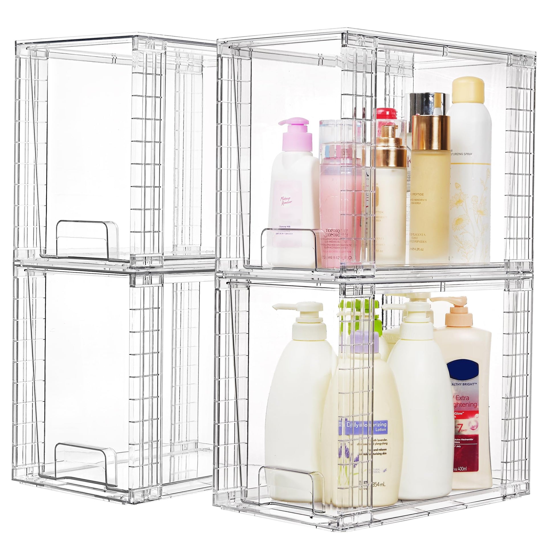 4 Pack Clear Stackable Storage Drawers (4 Count)