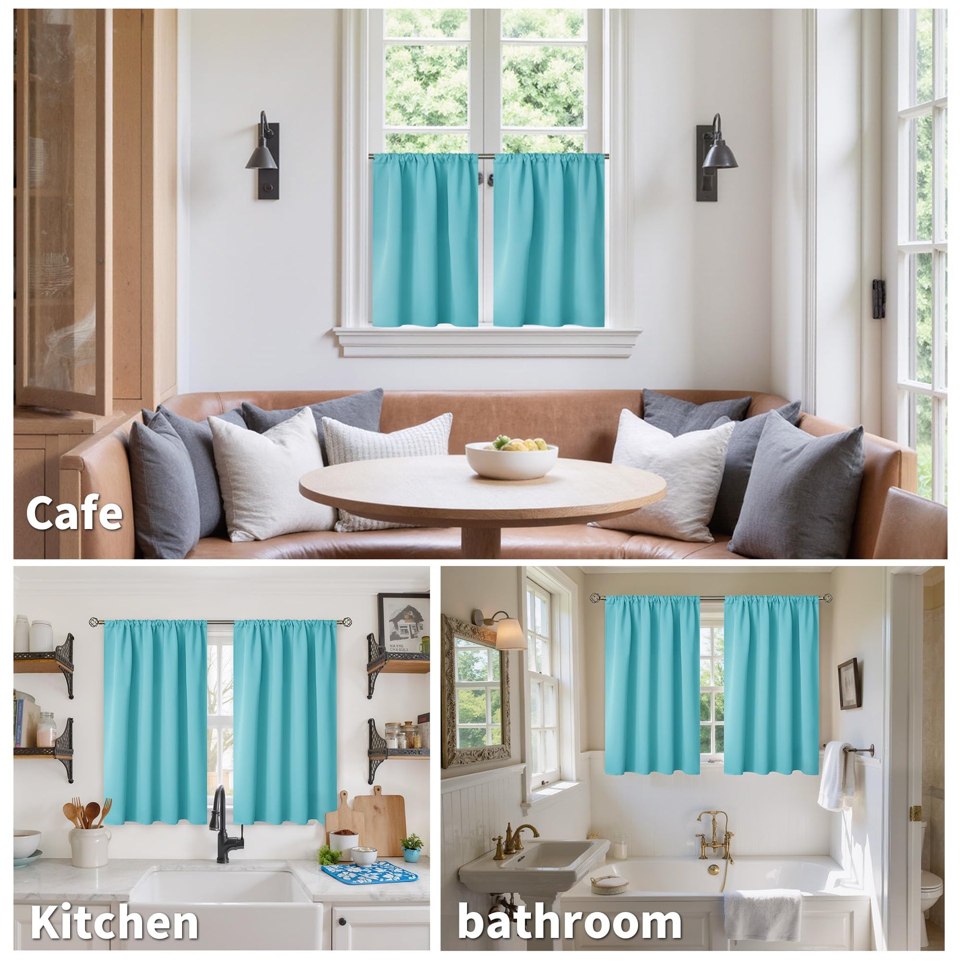 Small Aqua Curtains 36 Inch Length (2 Count)