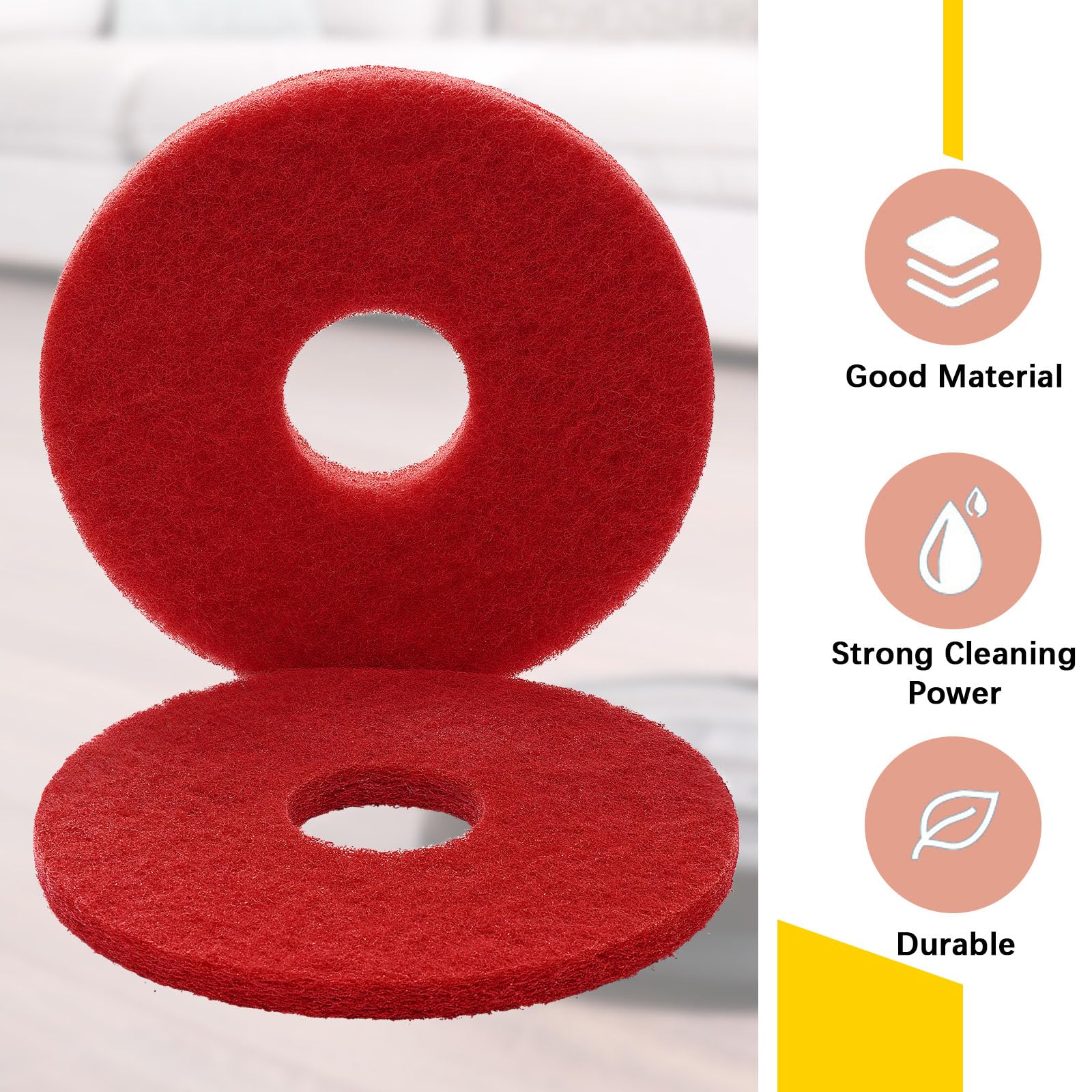 2 Pcs 12" Red Scrubbing Pads Commercial Cleaning Orbiter Pads (2 Count)