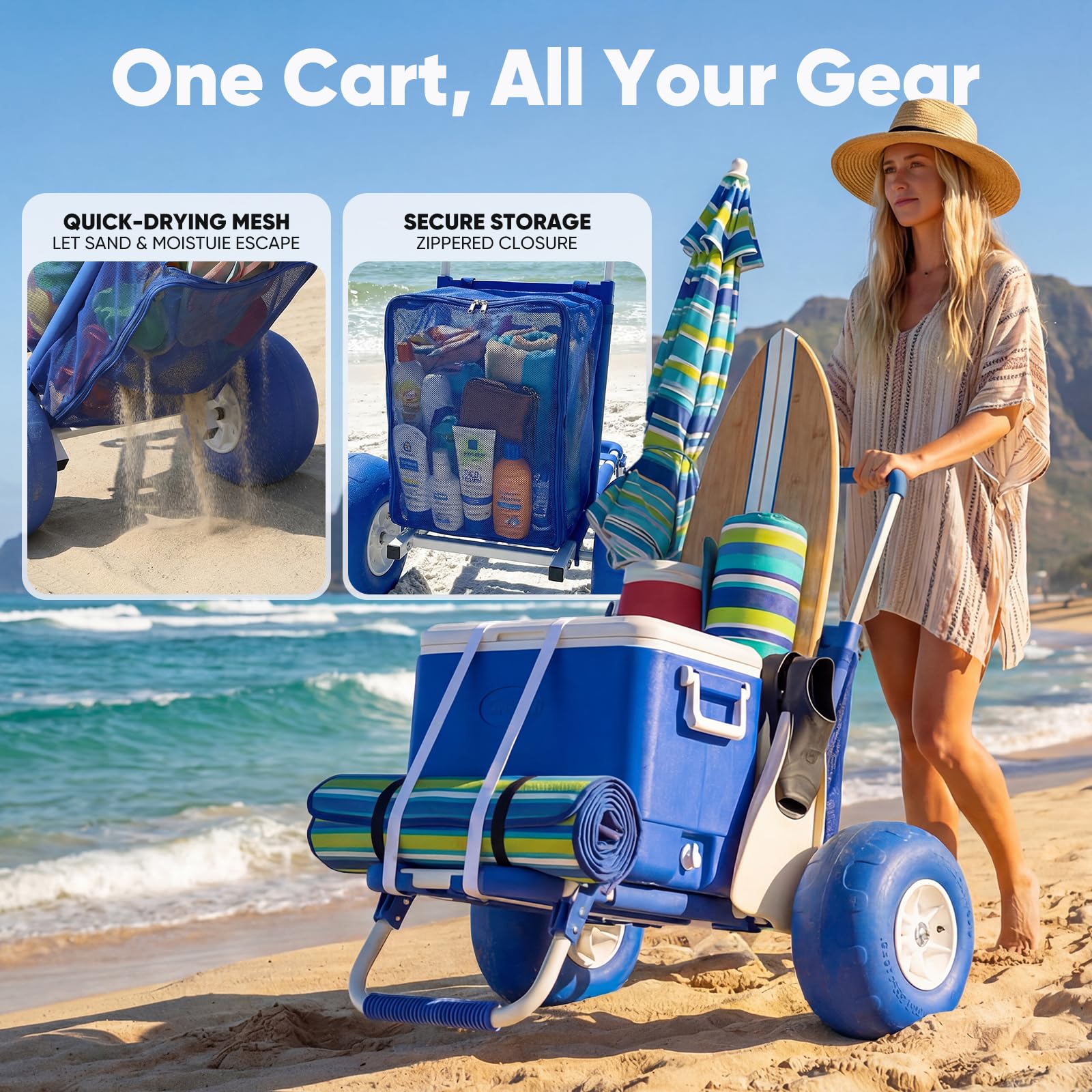 Beach Wagon with 12" Big Wheels for Sand
