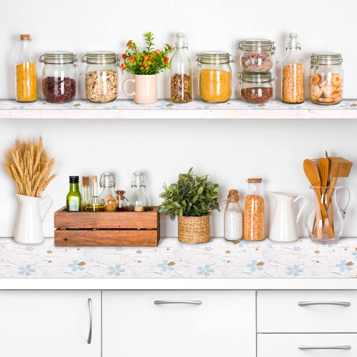 Cabinets Liners 18" W x 96" L Shelf Liner for Kitchen Cabinets Non Adhesive Kitchen Drawer Liner (12 Sq Ft)