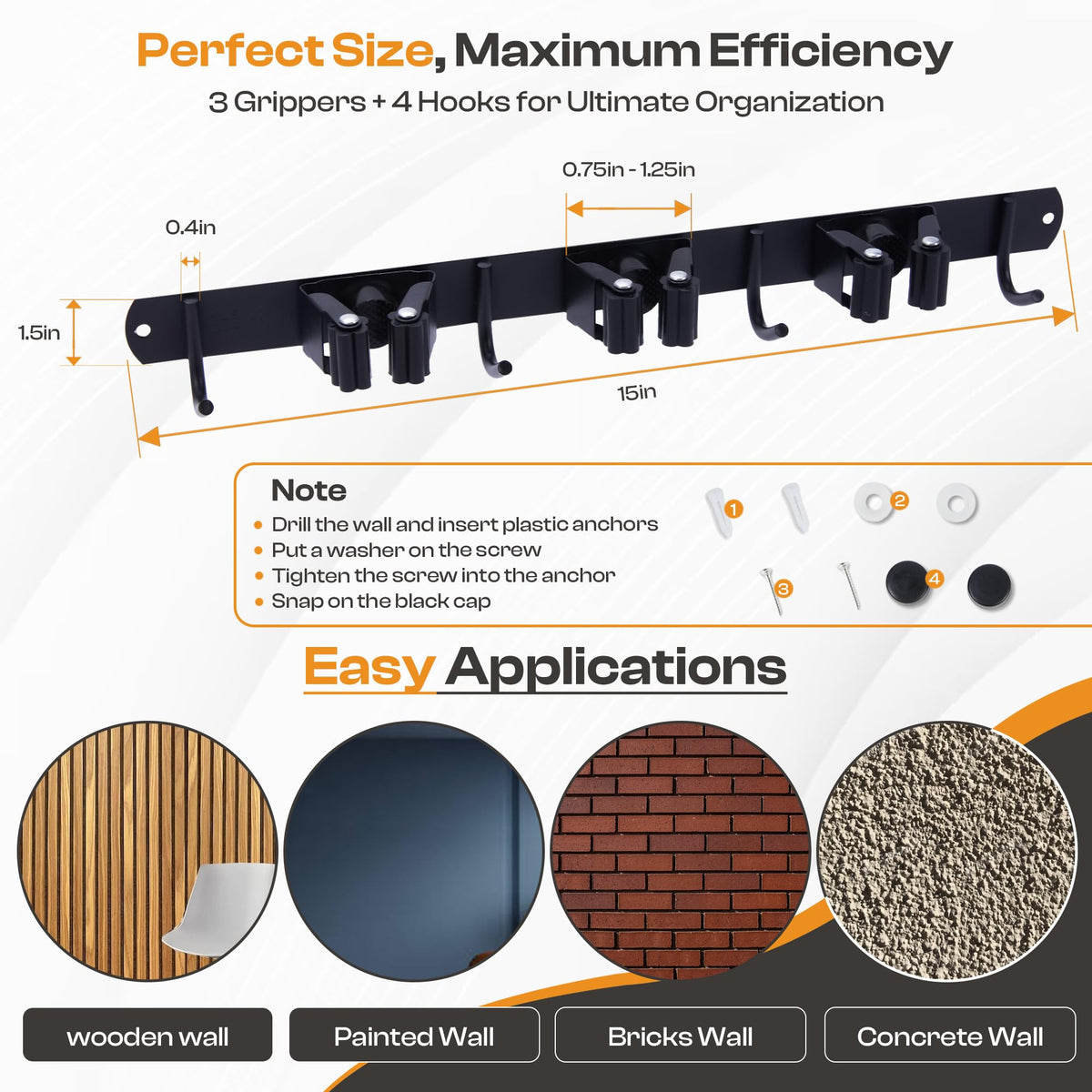 Stainless Steel Broom Holder Wall Mount
