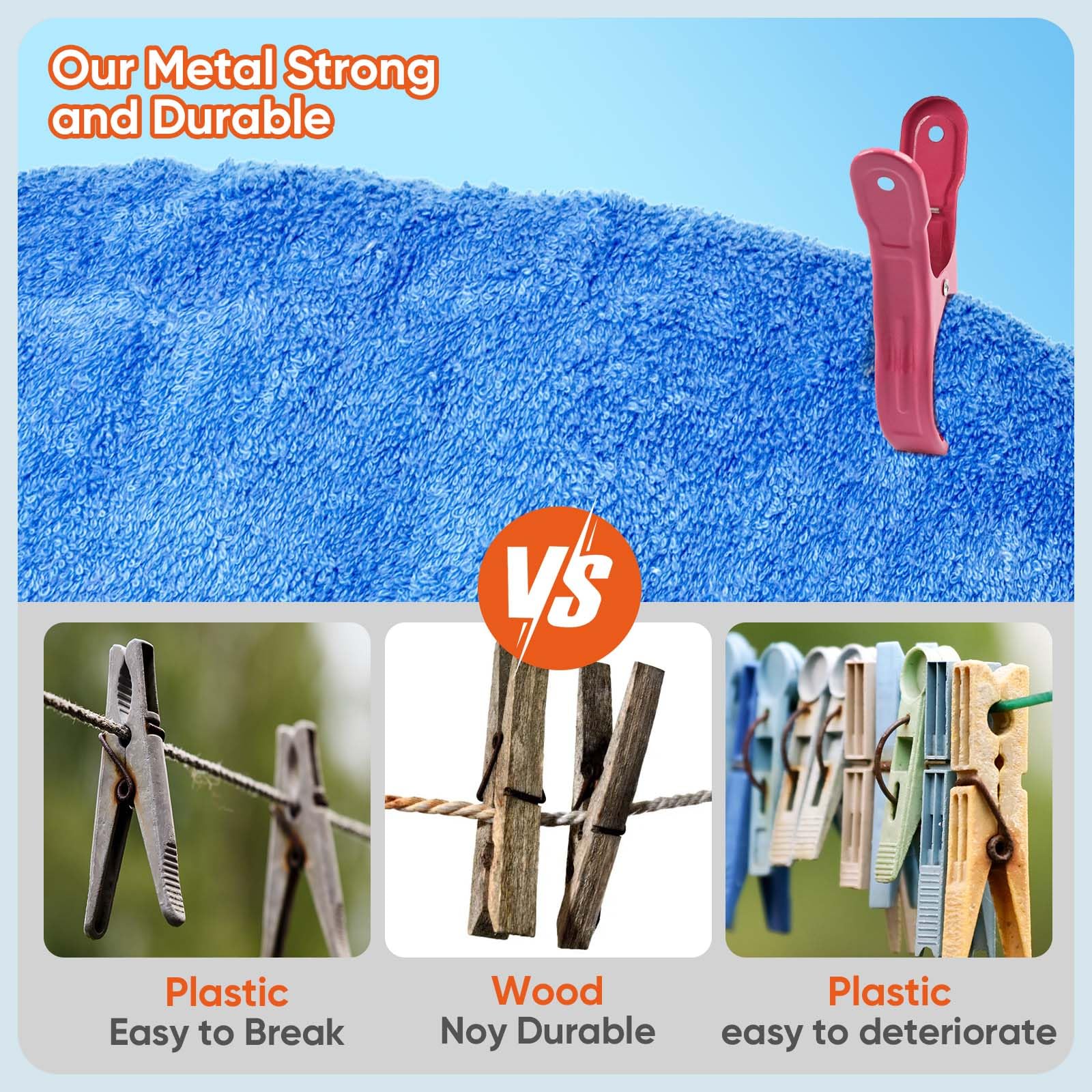 10 Pack Metal Beach Towel Clips (10 Count)