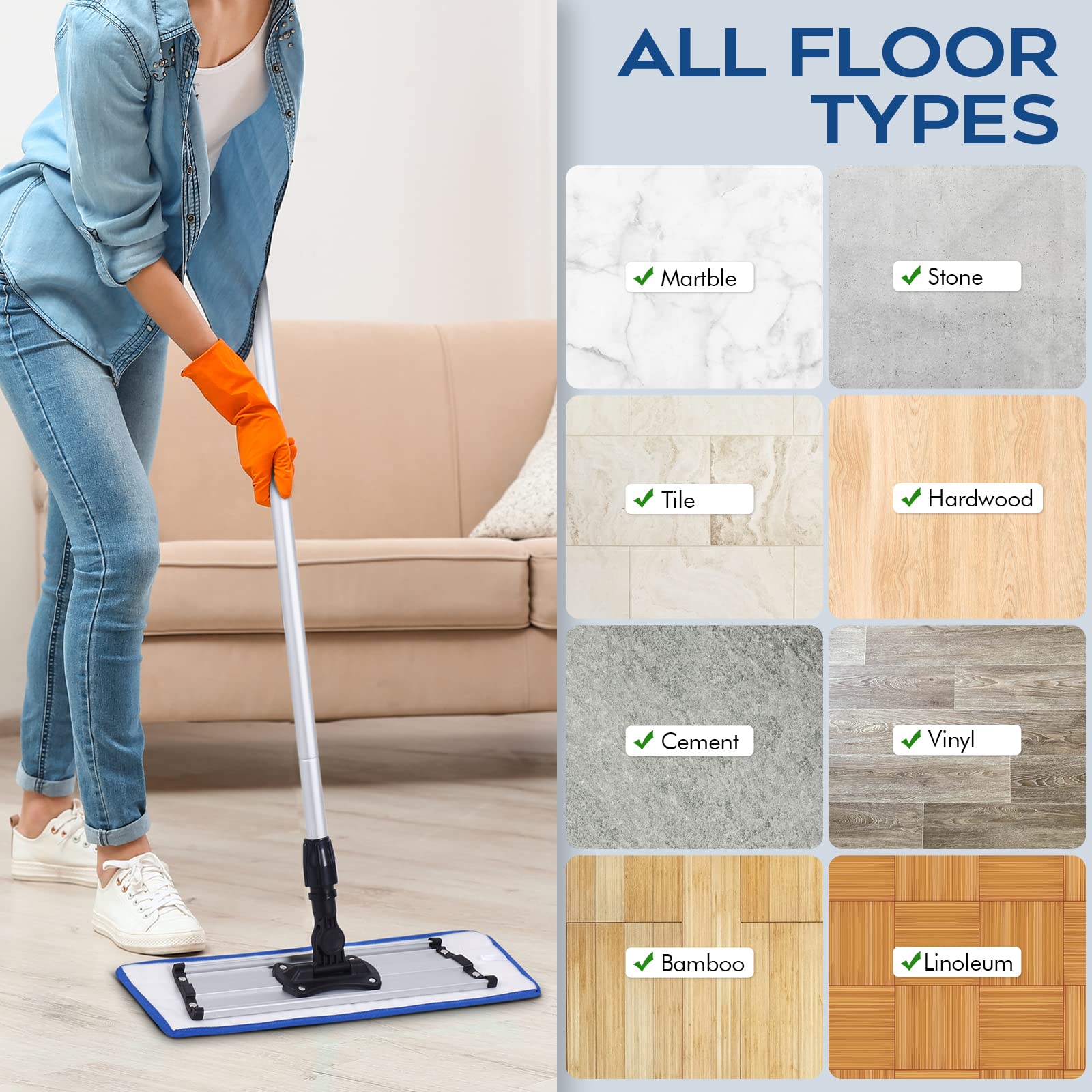 Matthew 18'' 36 Pcs Microfiber Mop Replacement Pads for Wet Dry Multi (36 Count)