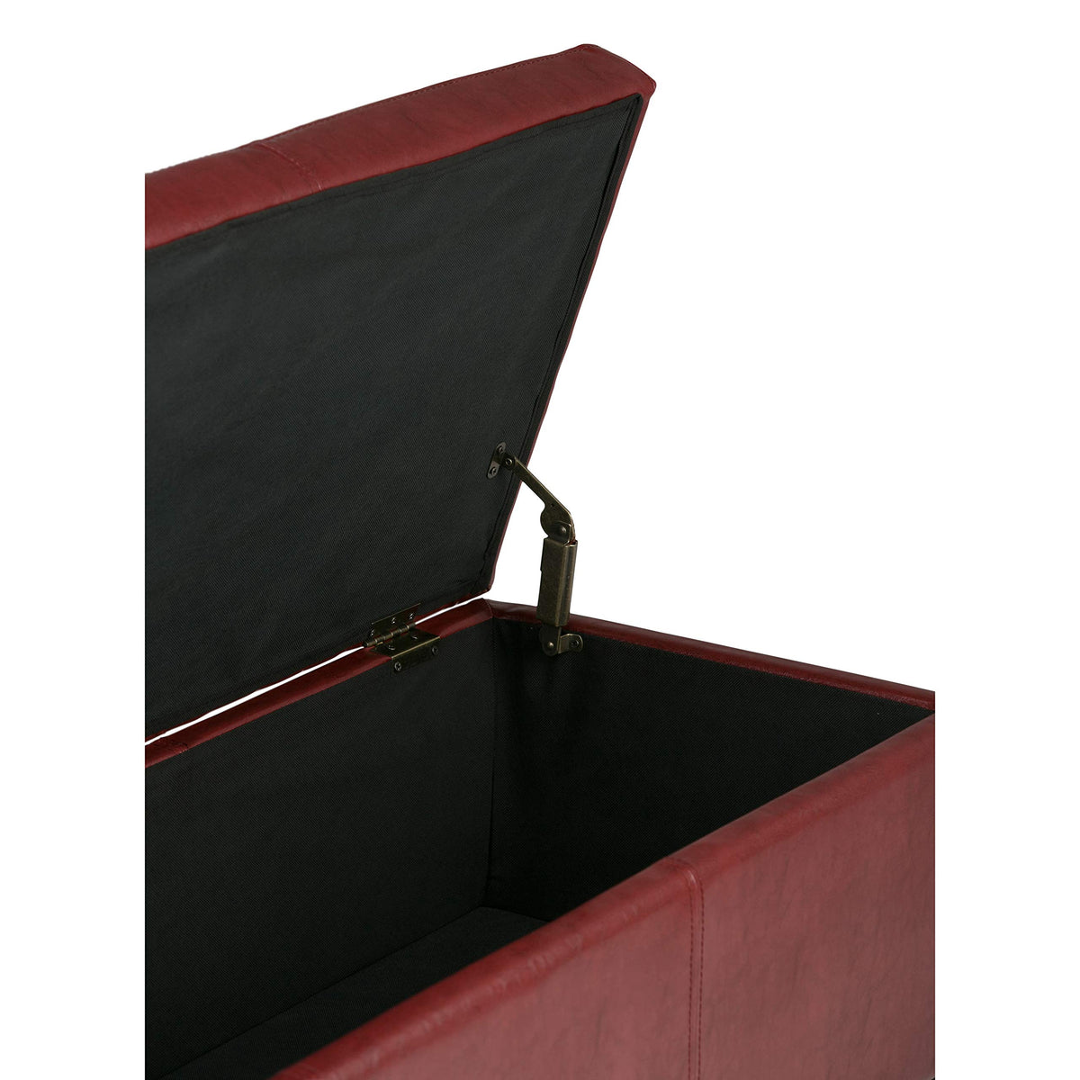 Avalon 48" Wide Vegan Leather Storage Ottoman in Red