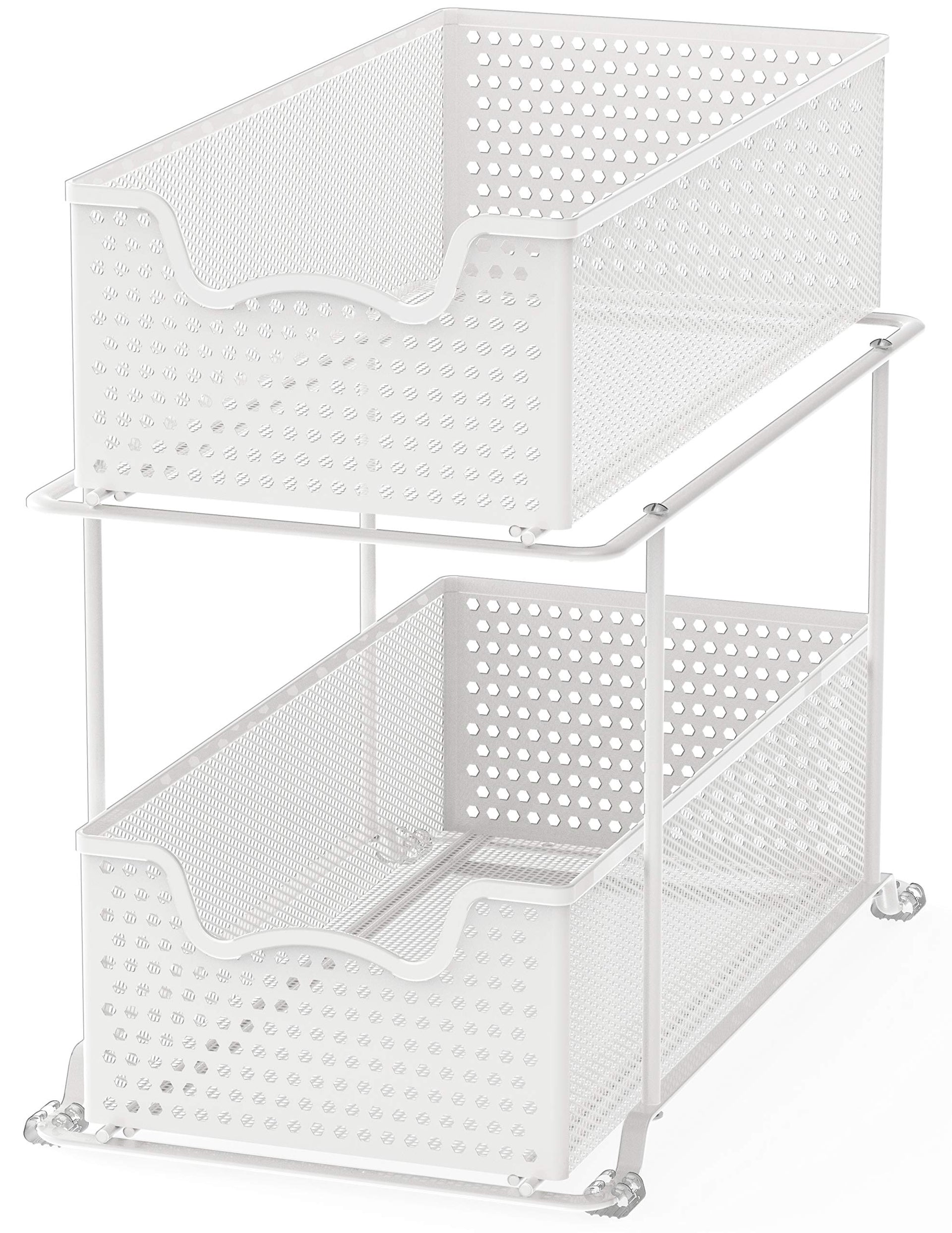 2 Tier Sliding Cabinet Basket Organizer Drawer