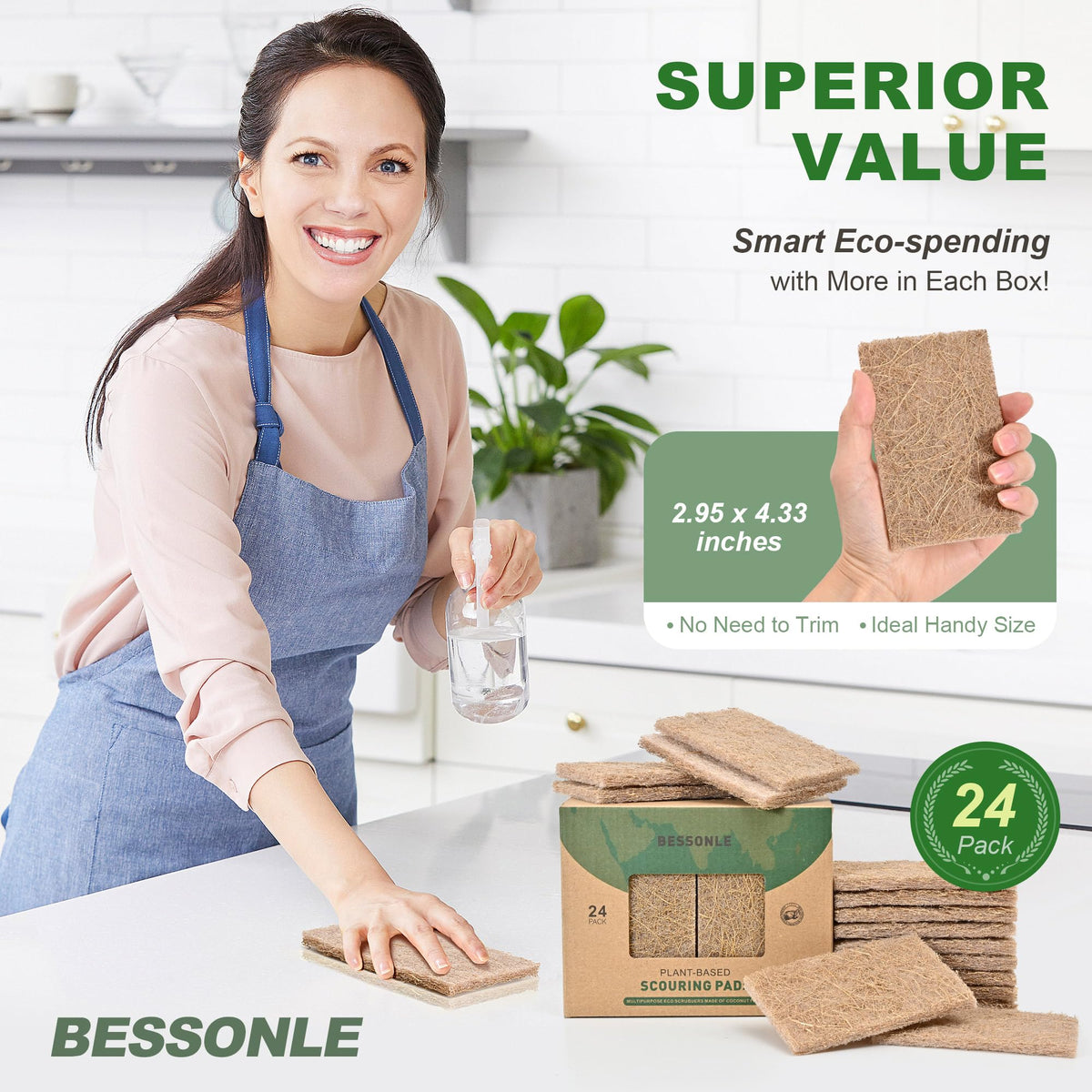 24 Pack Natural Scouring Pads (24 Count)